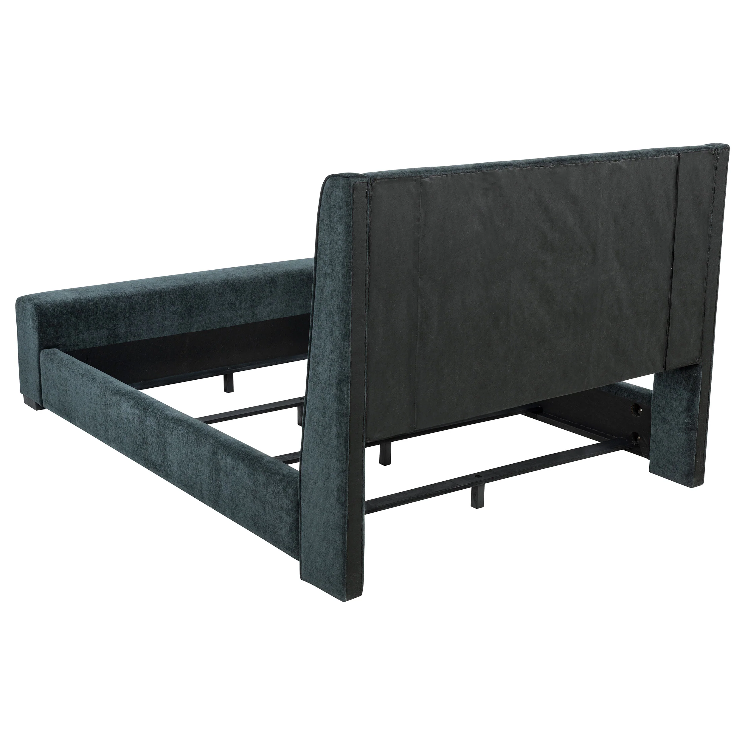 Preston Upholstered Eastern King Bed with Flame Visualizer - Dark Blue - Image 2