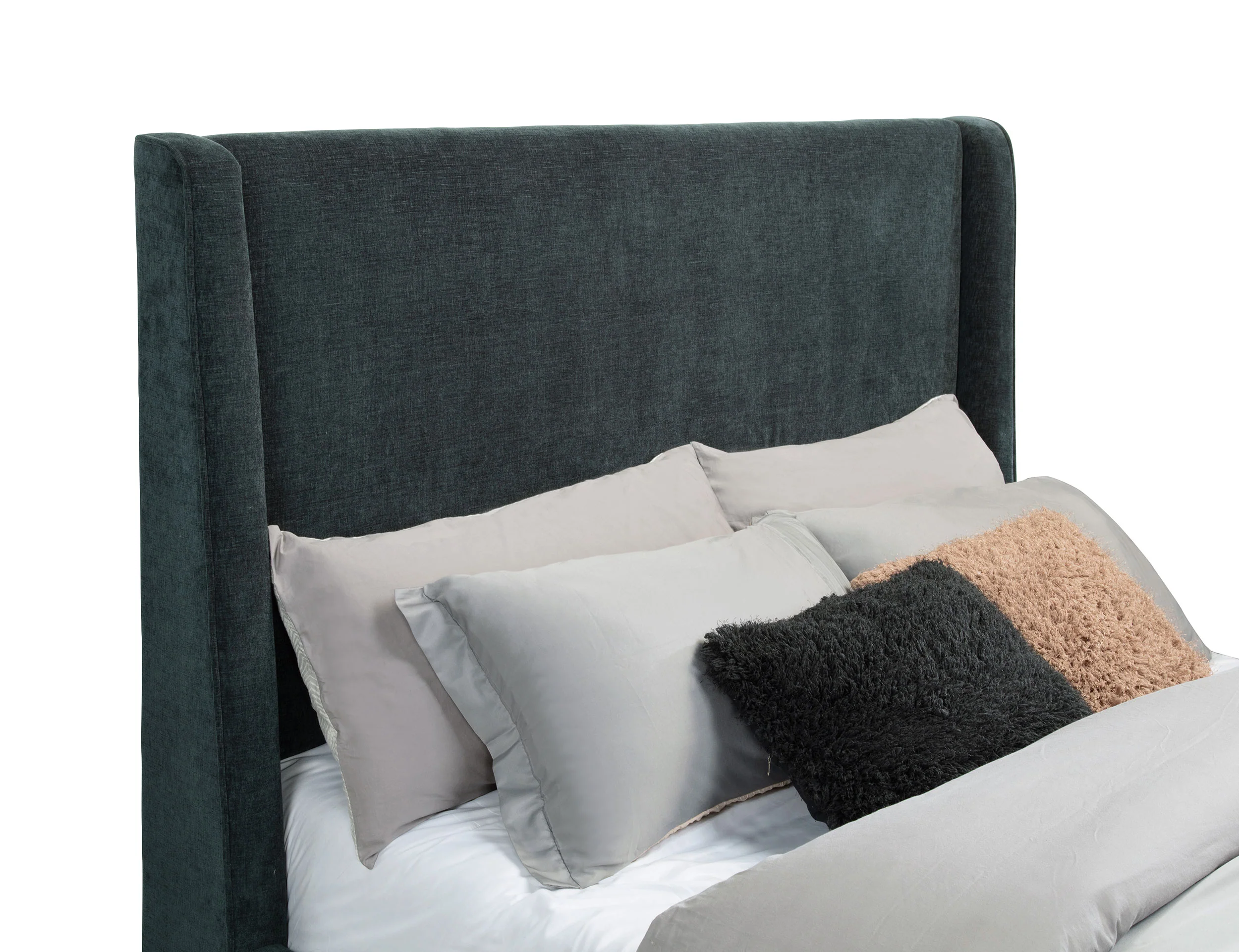 Preston Upholstered Eastern King Bed with Flame Visualizer - Dark Blue - Image 9