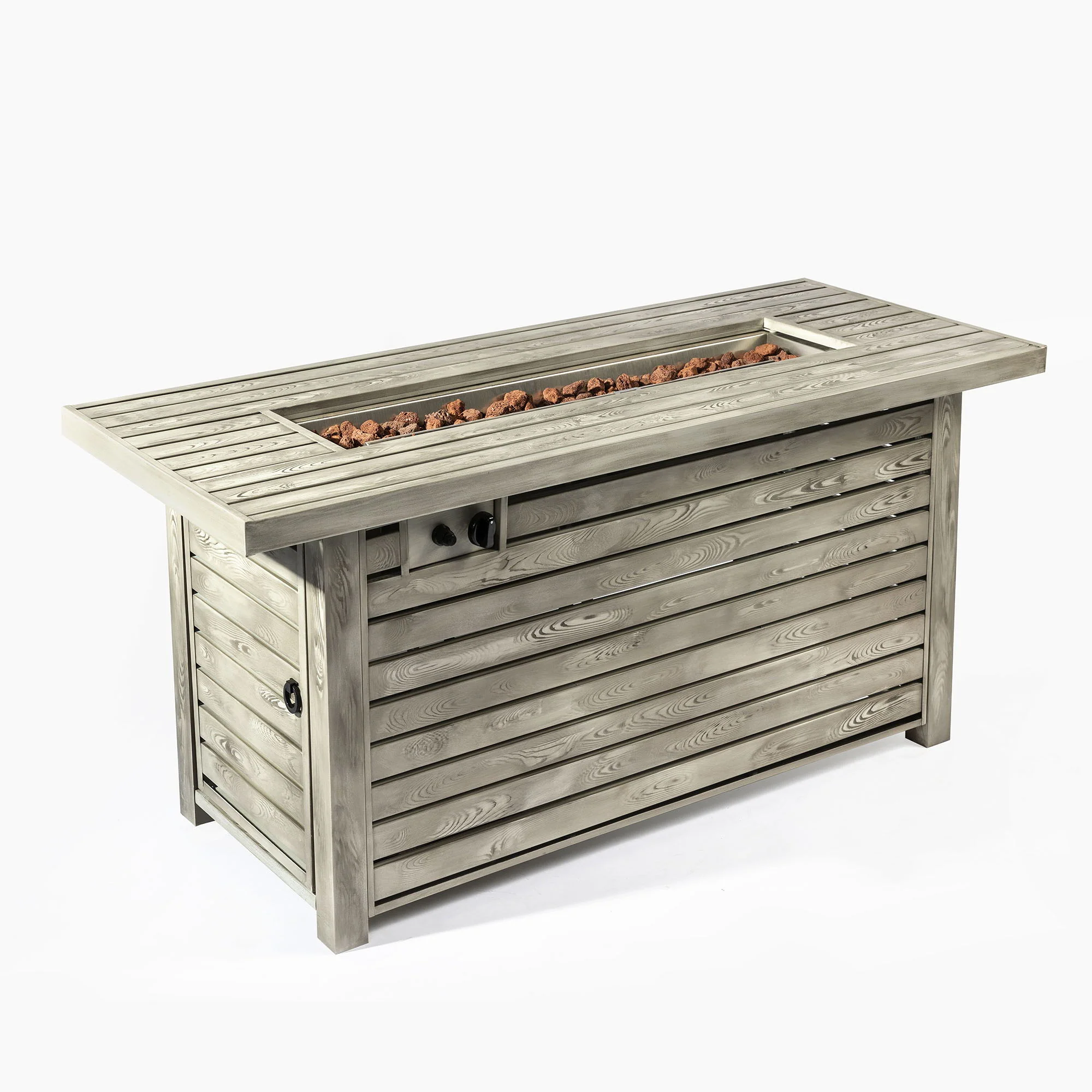 Propane Gas Fire Pit Table, 50000 Btu, Rectangular For Outside - Light Beige - Image 3
