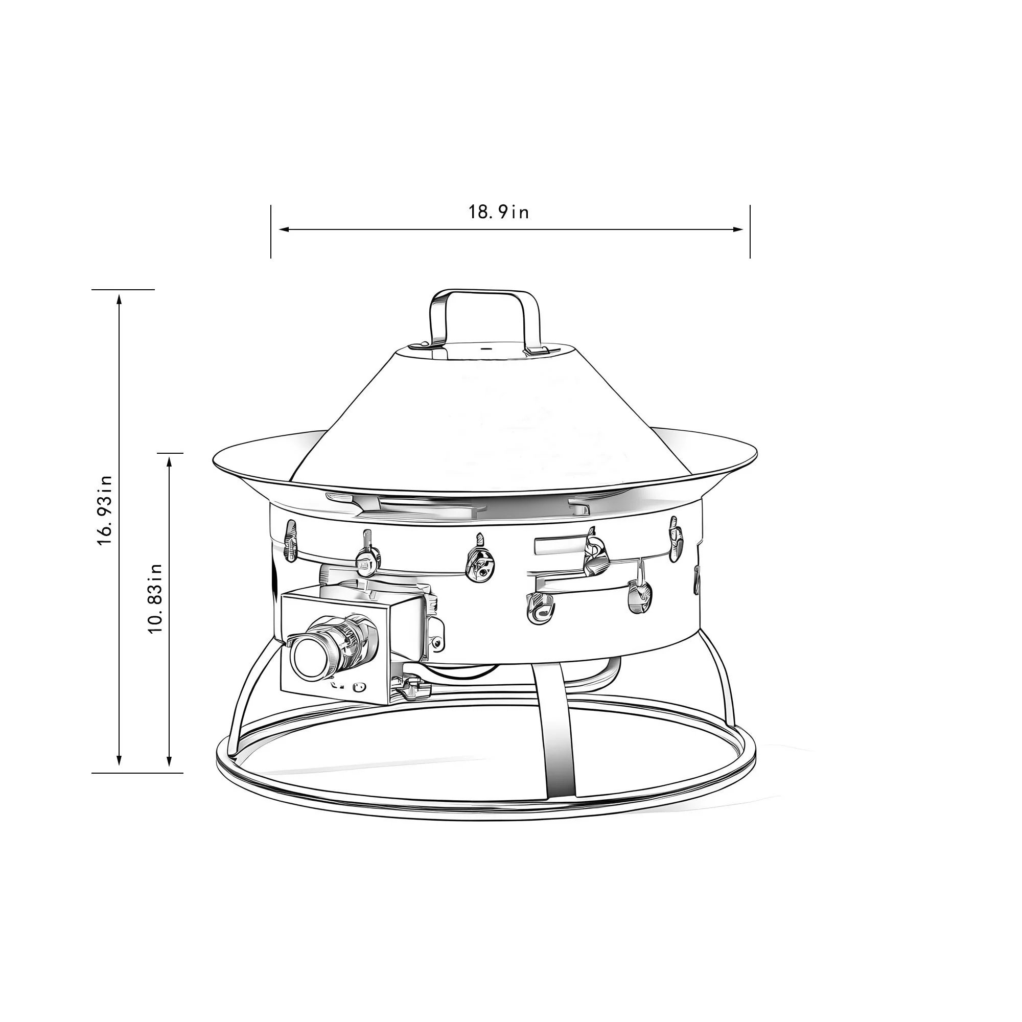 Propane Gas Fire Pit Table, 50000 Btu Round For Outside Patio - Black - Image 2