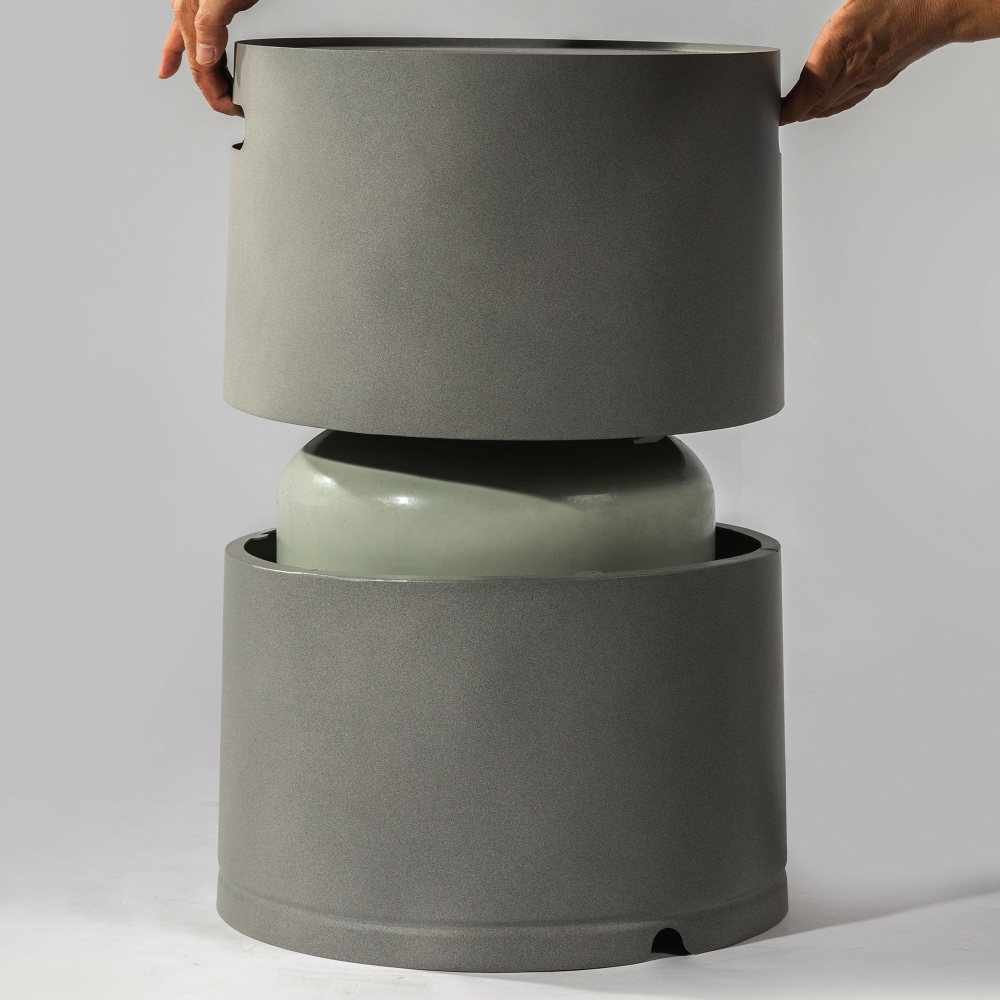 Propane Tank Cover Round Tank Holder Hide Away Side Table - Gray - Image 4