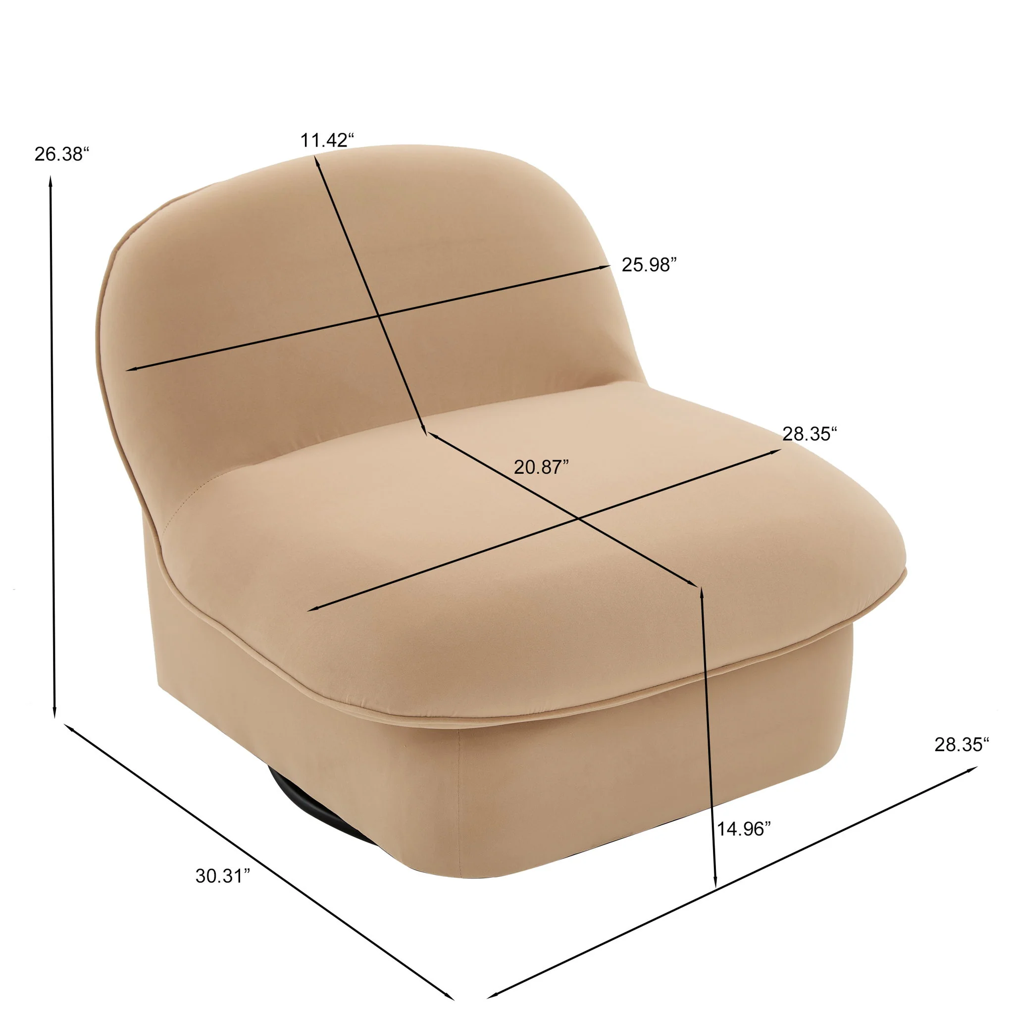 Pumpkin Shaped Swivel Accent Chair, 360 Degree Rotation For Living Room - Image 10