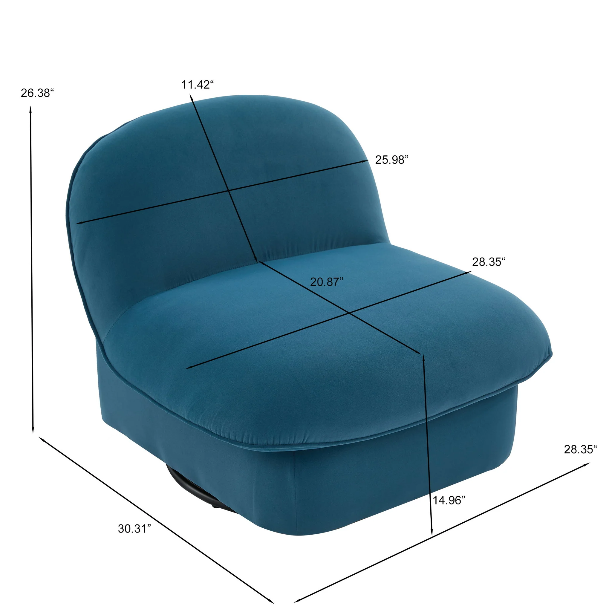 Pumpkin Shaped Swivel Accent Chair, 360 Degree Rotation For Living Room - Image 19