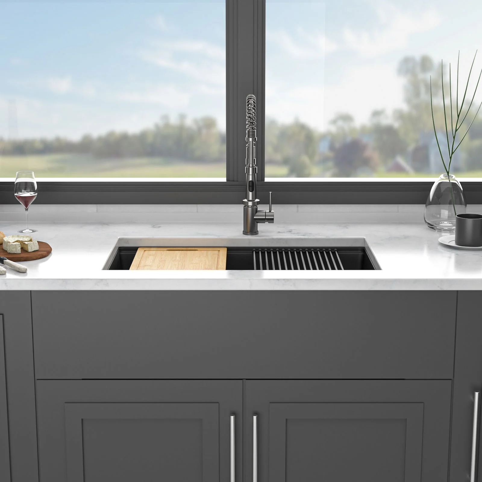 Quartz Kitchen Sink, Composite Workstation, Undermount - Image 10