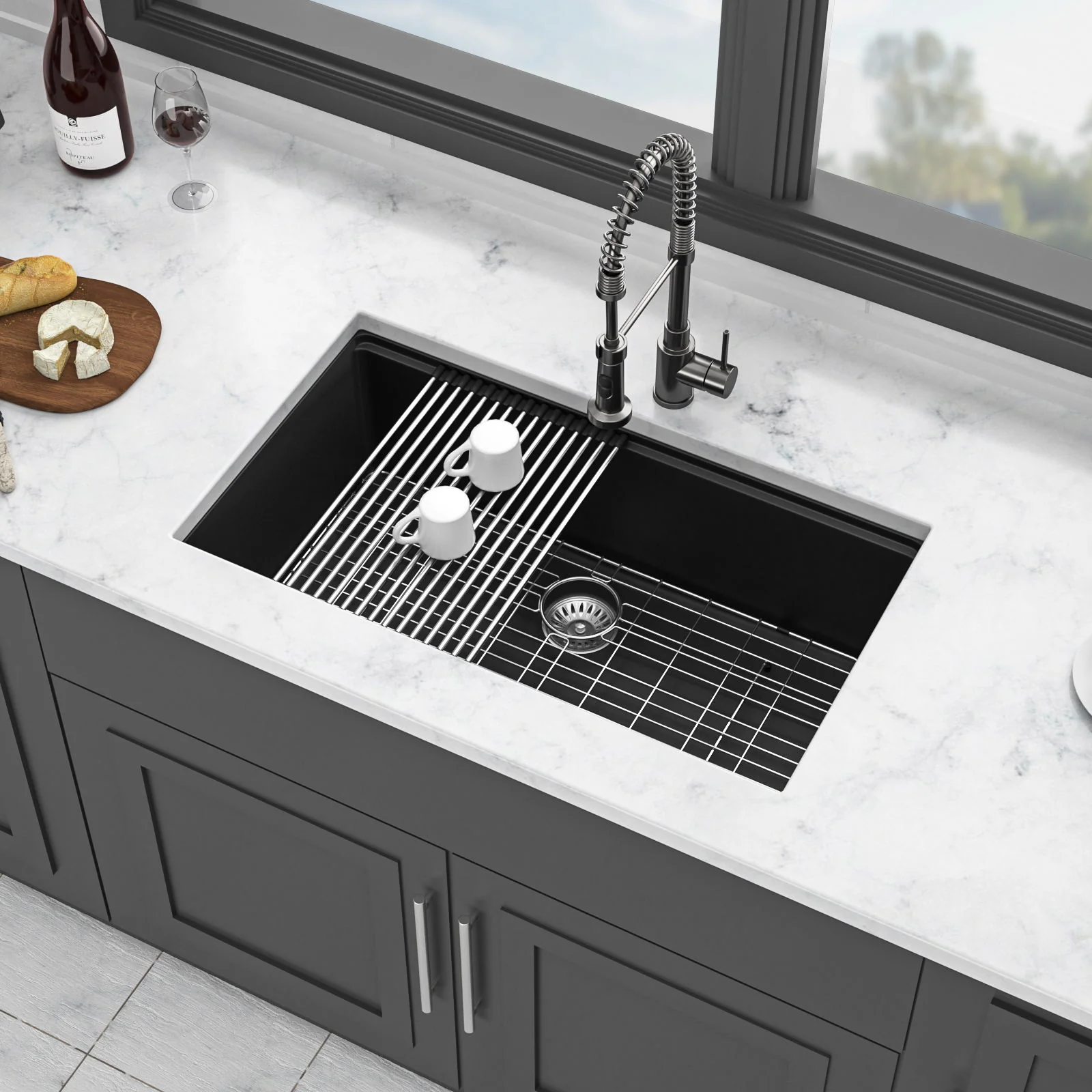 Quartz Kitchen Sink, Composite Workstation, Undermount - Image 5