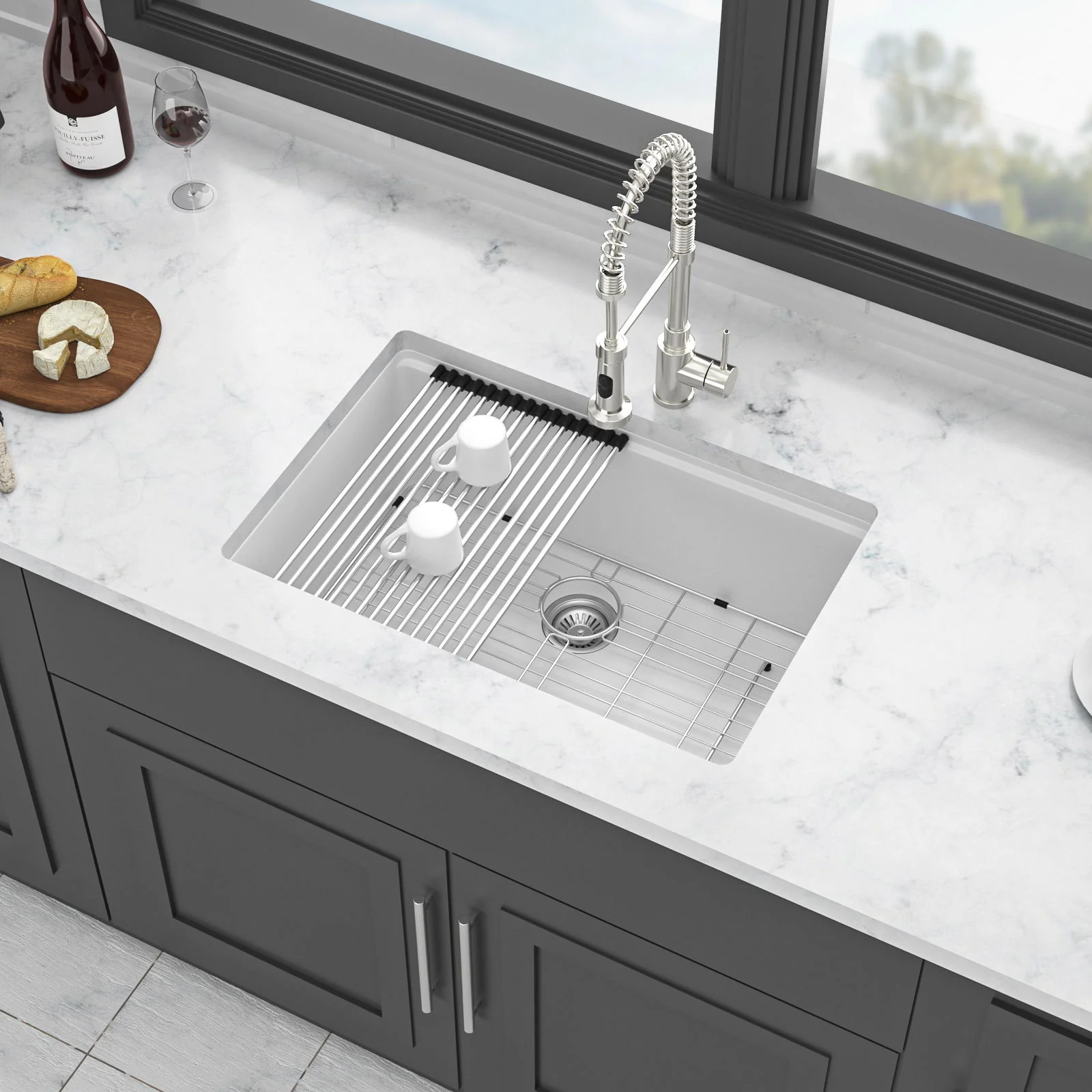 Quartz Kitchen Sink, Composite Workstation, Undermount - Image 7