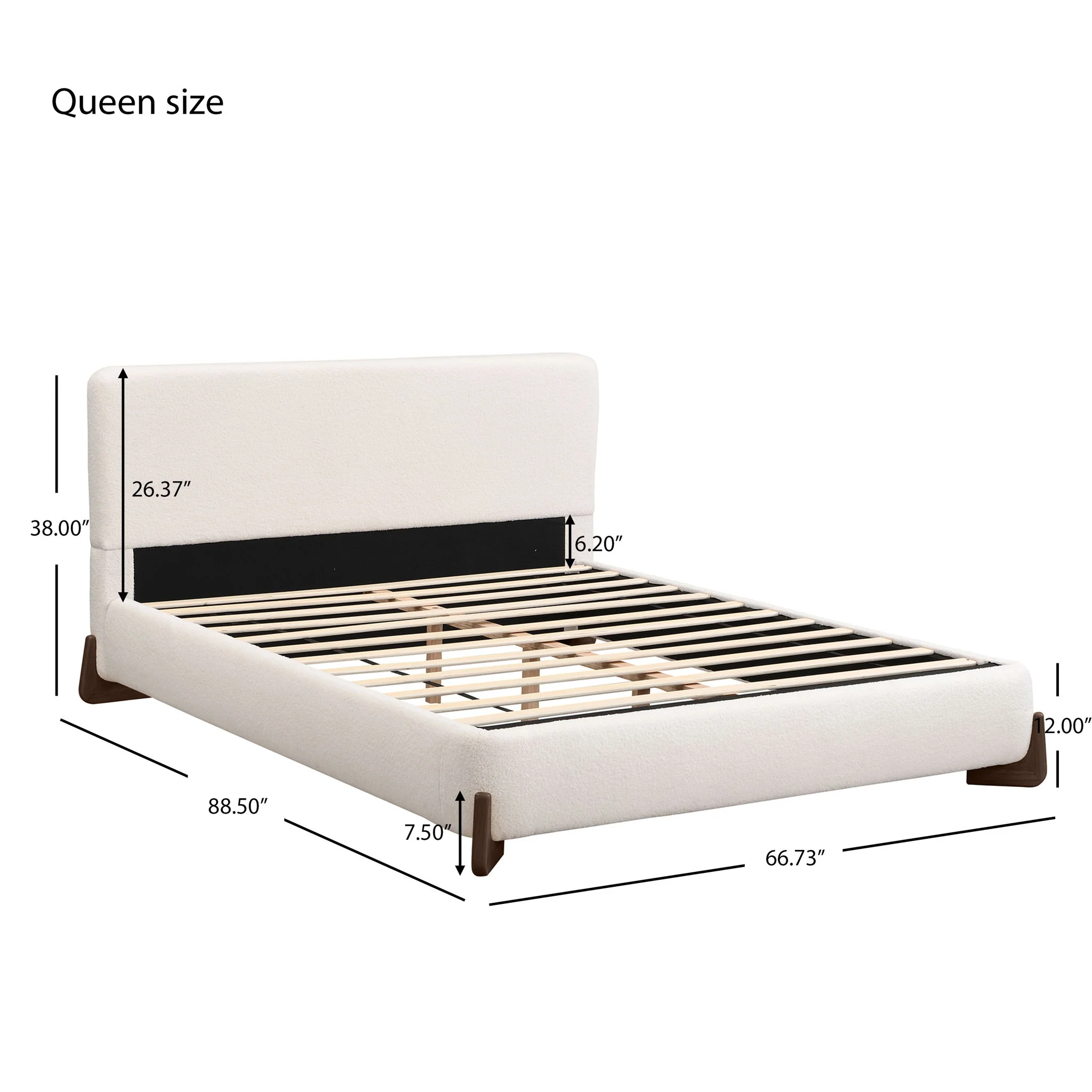 Queen Size Elegant Terry Upholstered Bed - White - Image 3