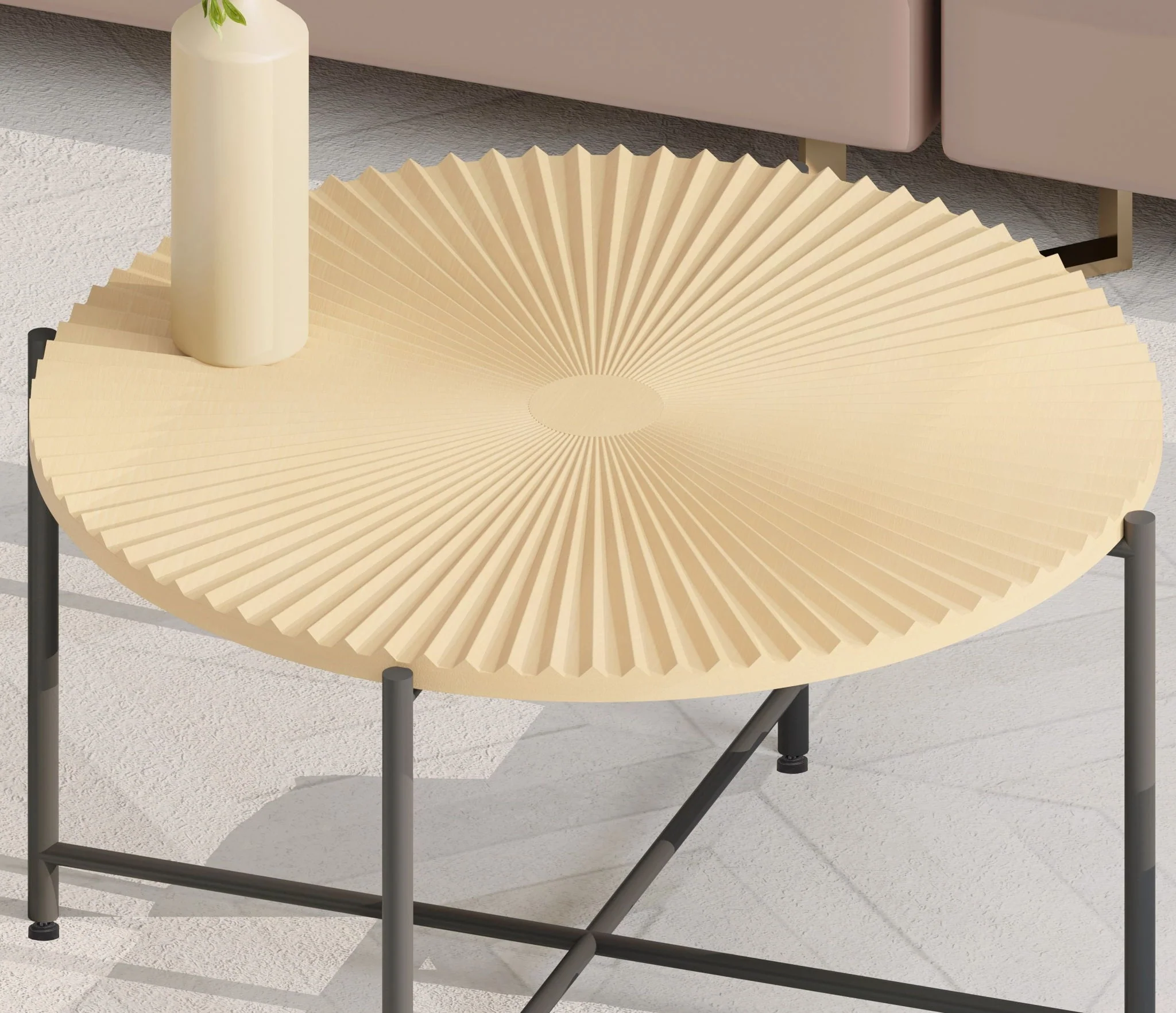 Radial - Pattern Coffee And End Table Set Waterproof Cover, Distressed Cylindrical Design (Set of 2) - Image 8