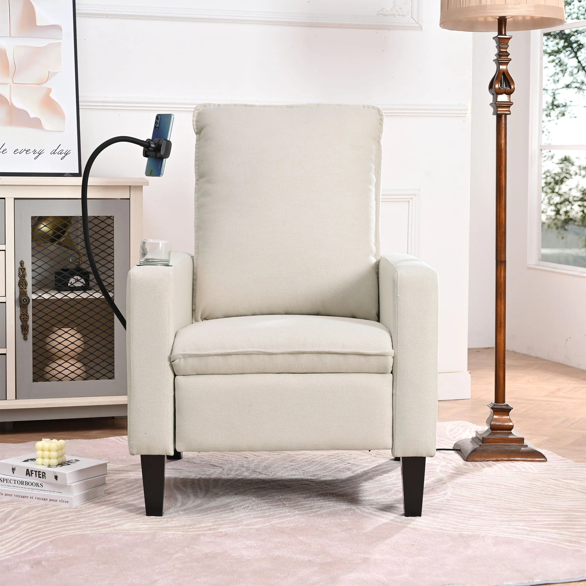 Recliner Chairs For Adults, Adjustable Recliner Sofa With Mobile Phone Holder & Cup Holder, Modern Reclining Chairs Fabric Push Back Recliner Chairs For Living Room, Bedroom - Image 13