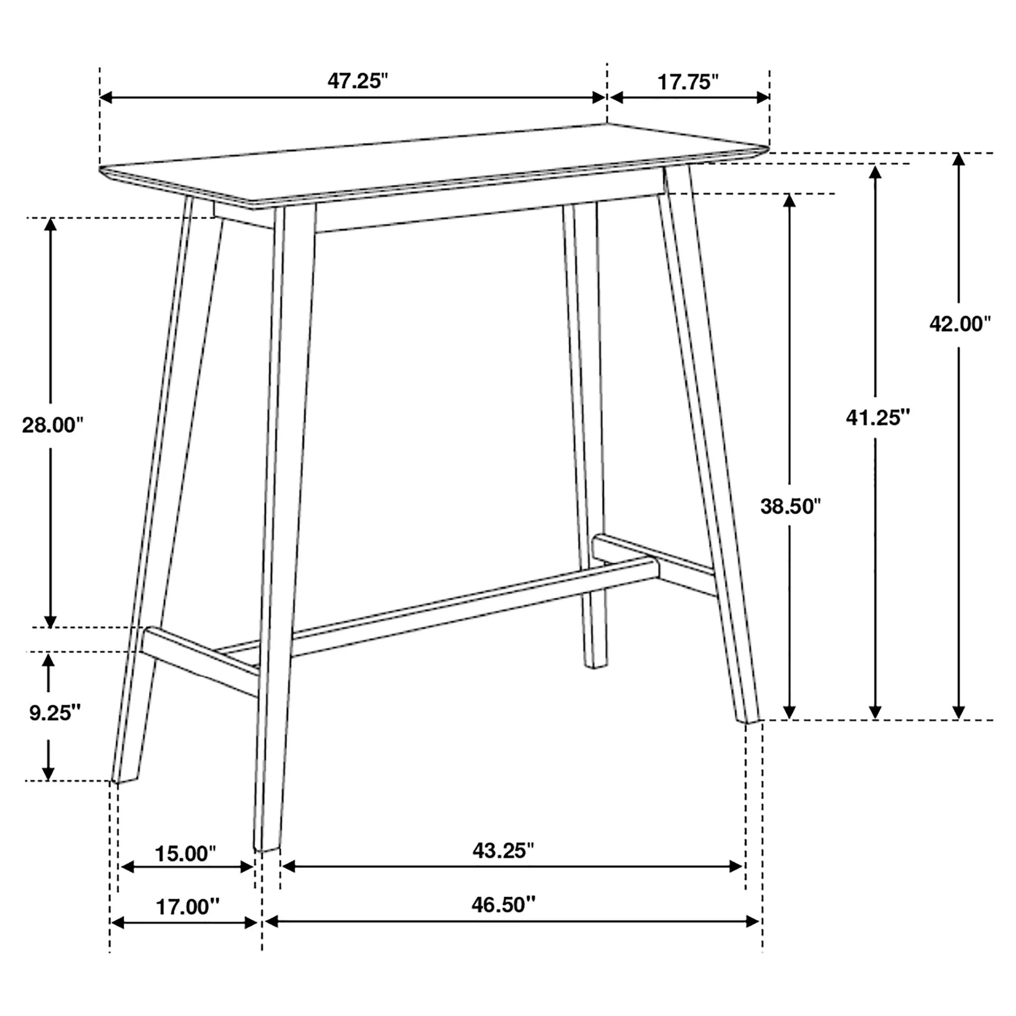 Rectangular Bar Table With Tapered Legs - Walnut - Image 2