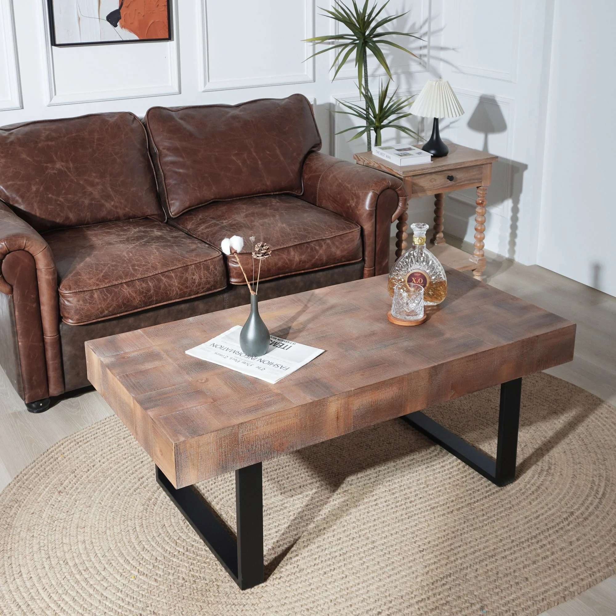Rectangular Coffee Table With U-Shaped Legs Living Room - Multi - Image 6