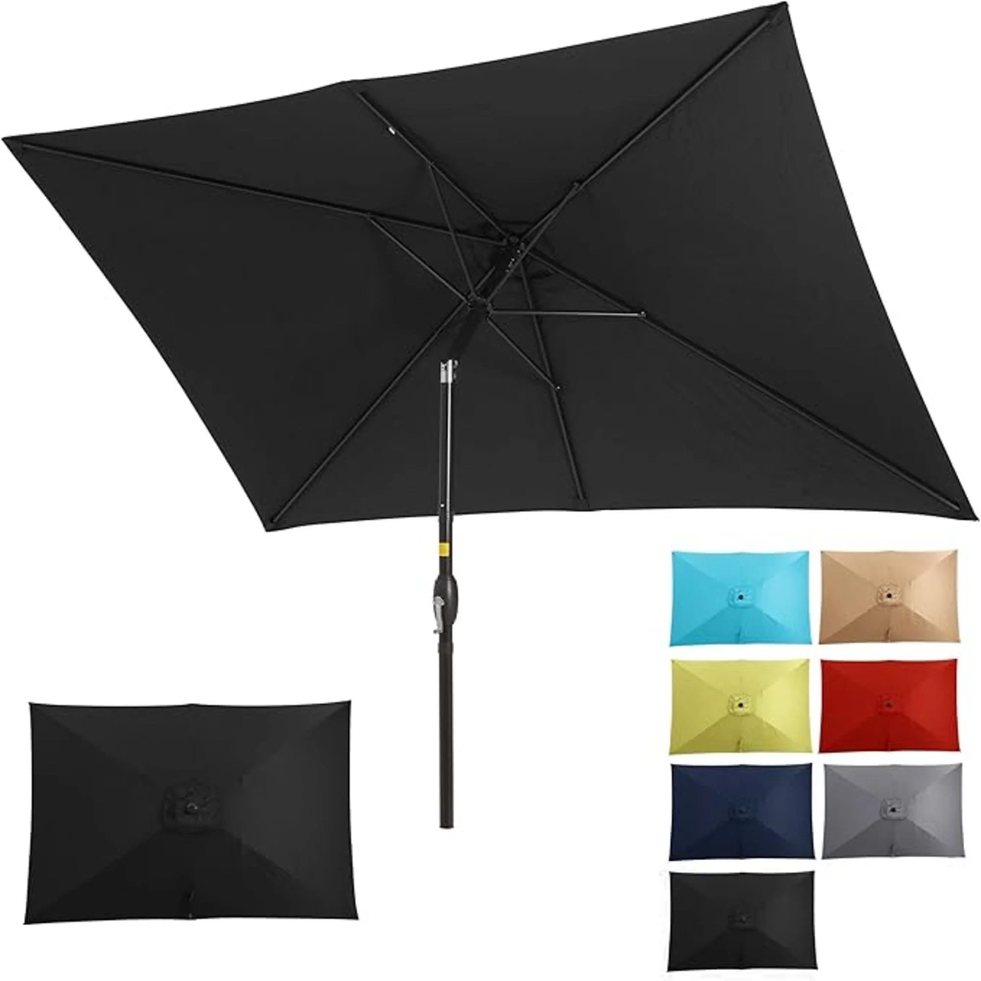 Rectangular Patio Umbrella With Crank Tilt, Polyester UV-Resistant Canopy - Image 41