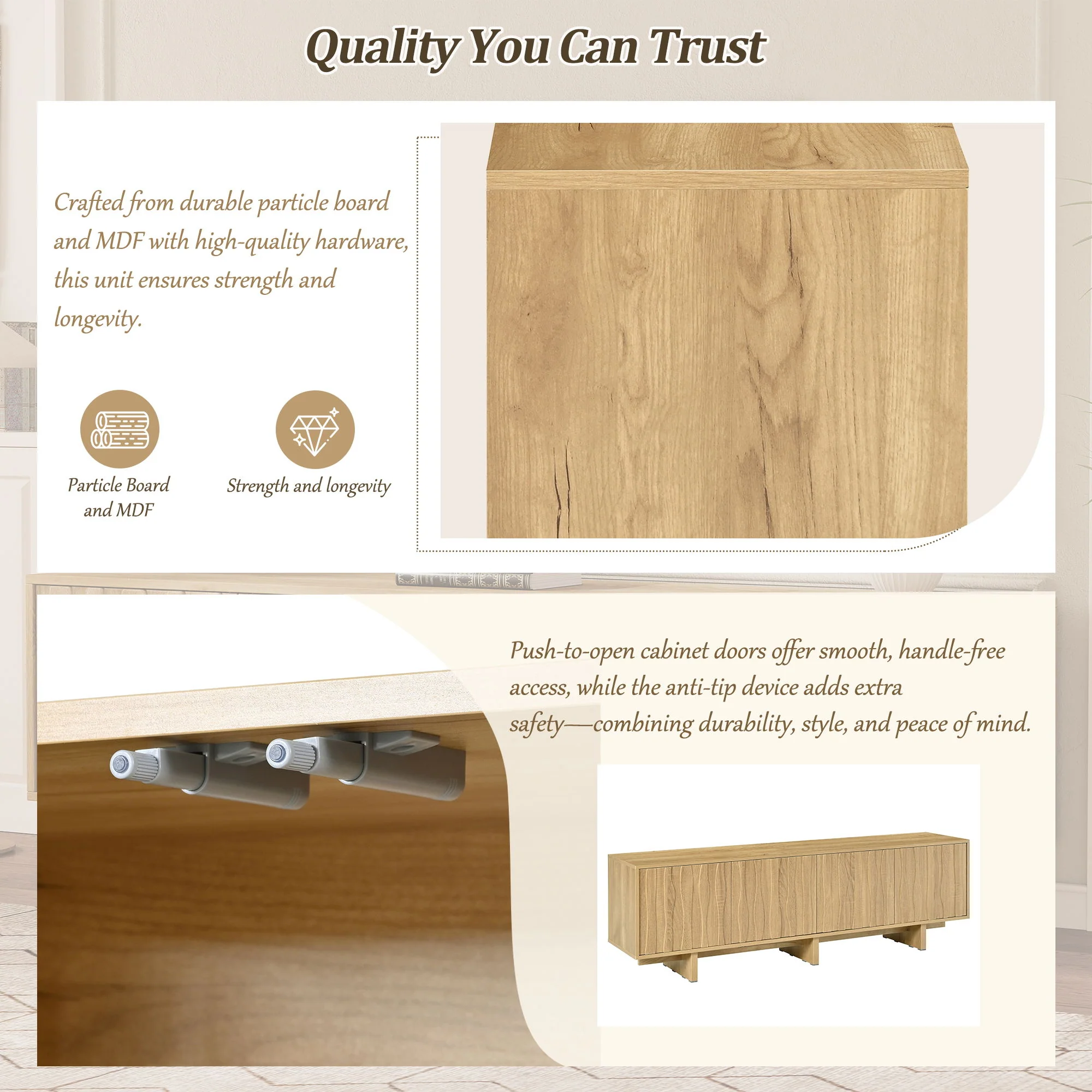 Retro Style TV Stand With Wavy Door - Image 12