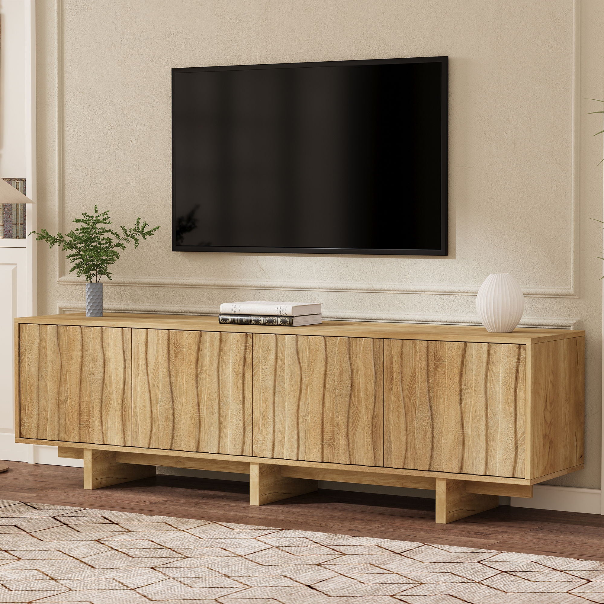 Retro Style TV Stand With Wavy Door - Image 18