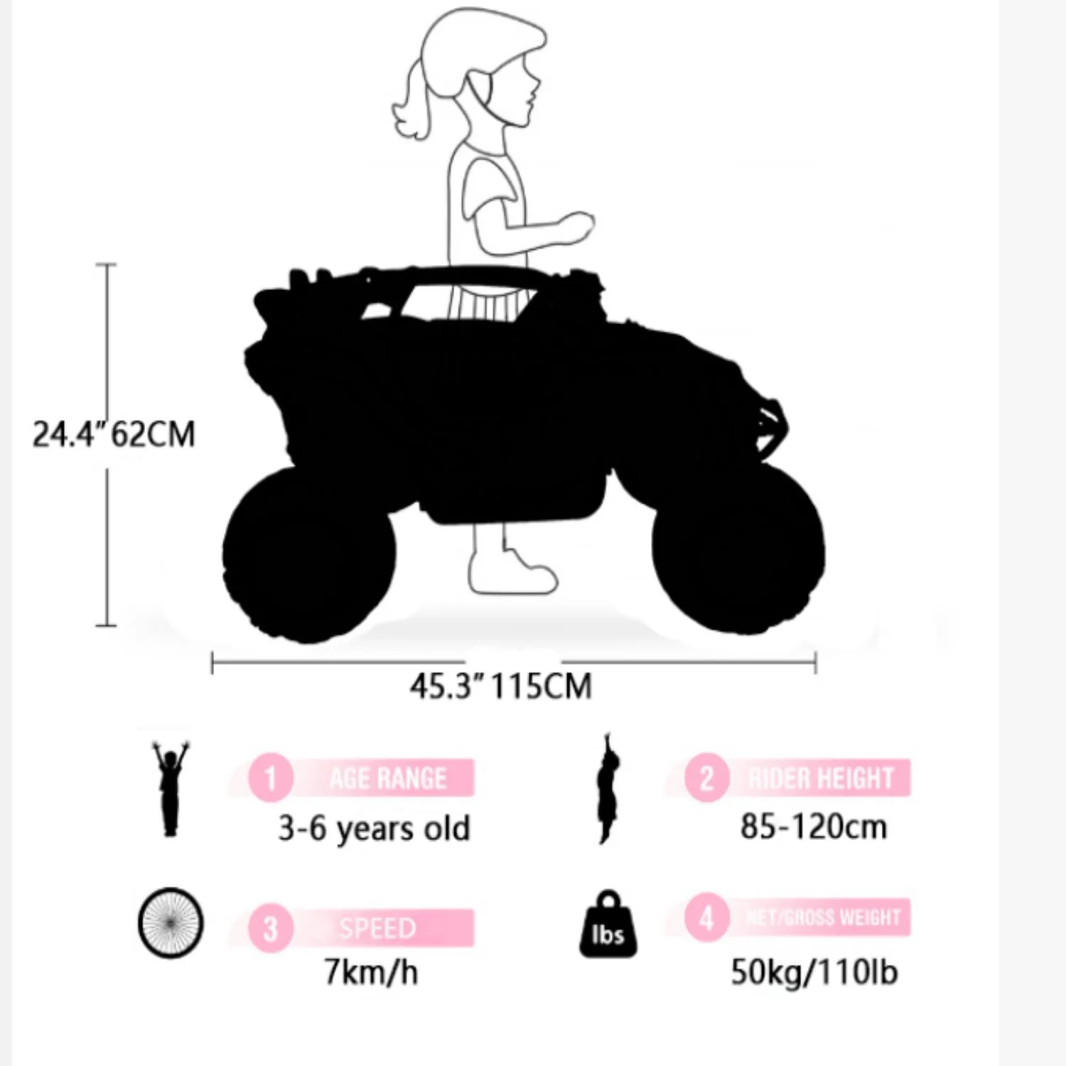 Ride On Models 12V Kids Electric Truck With Remote Control, Front & Rear Suspension, 2 Seater UTV, Flashlights, Music Player - Yellow / White - Image 6