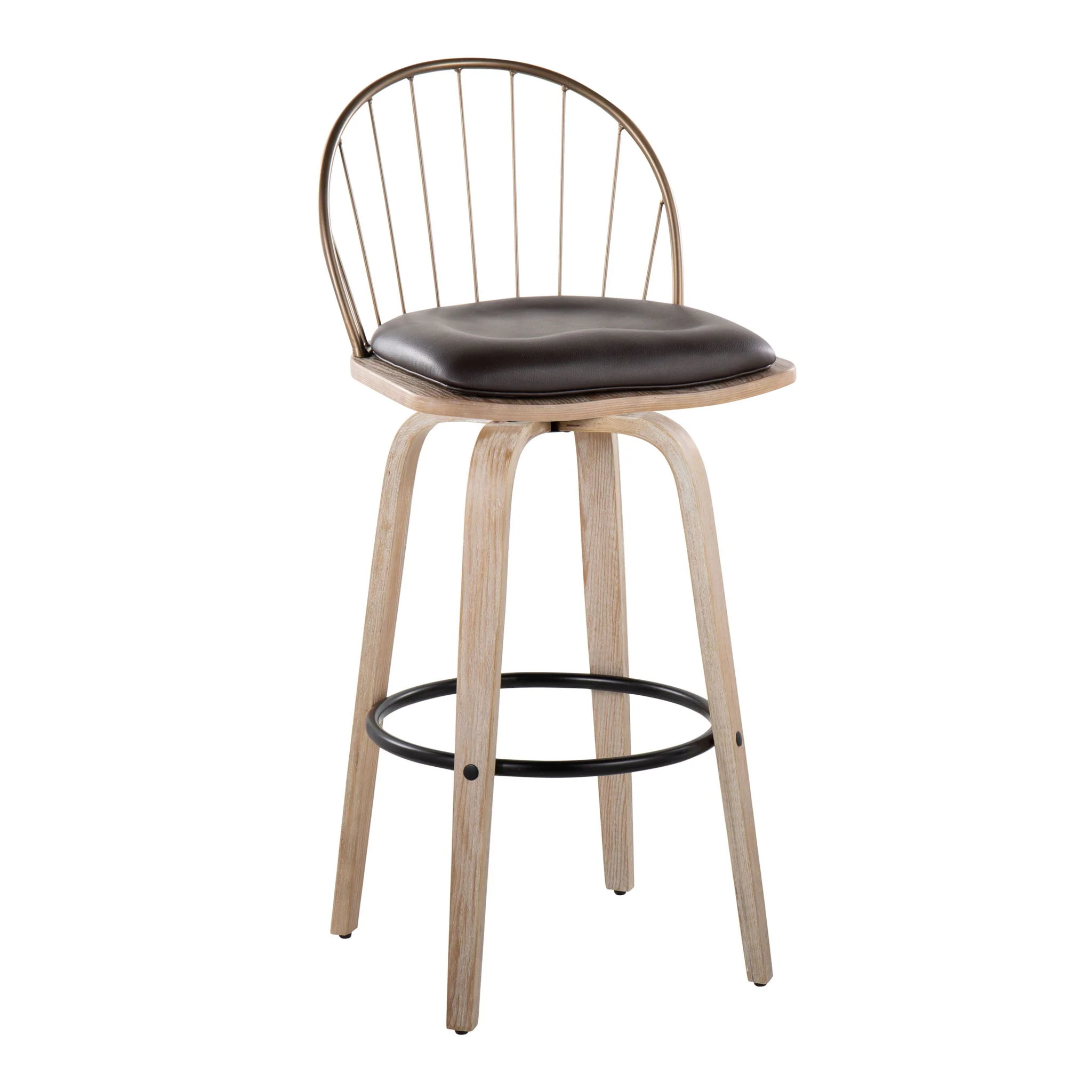 Riley - Industrial / Urban Fixed Height Barstool With Swivel With Removable Cushion (Set of 2) - Image 5