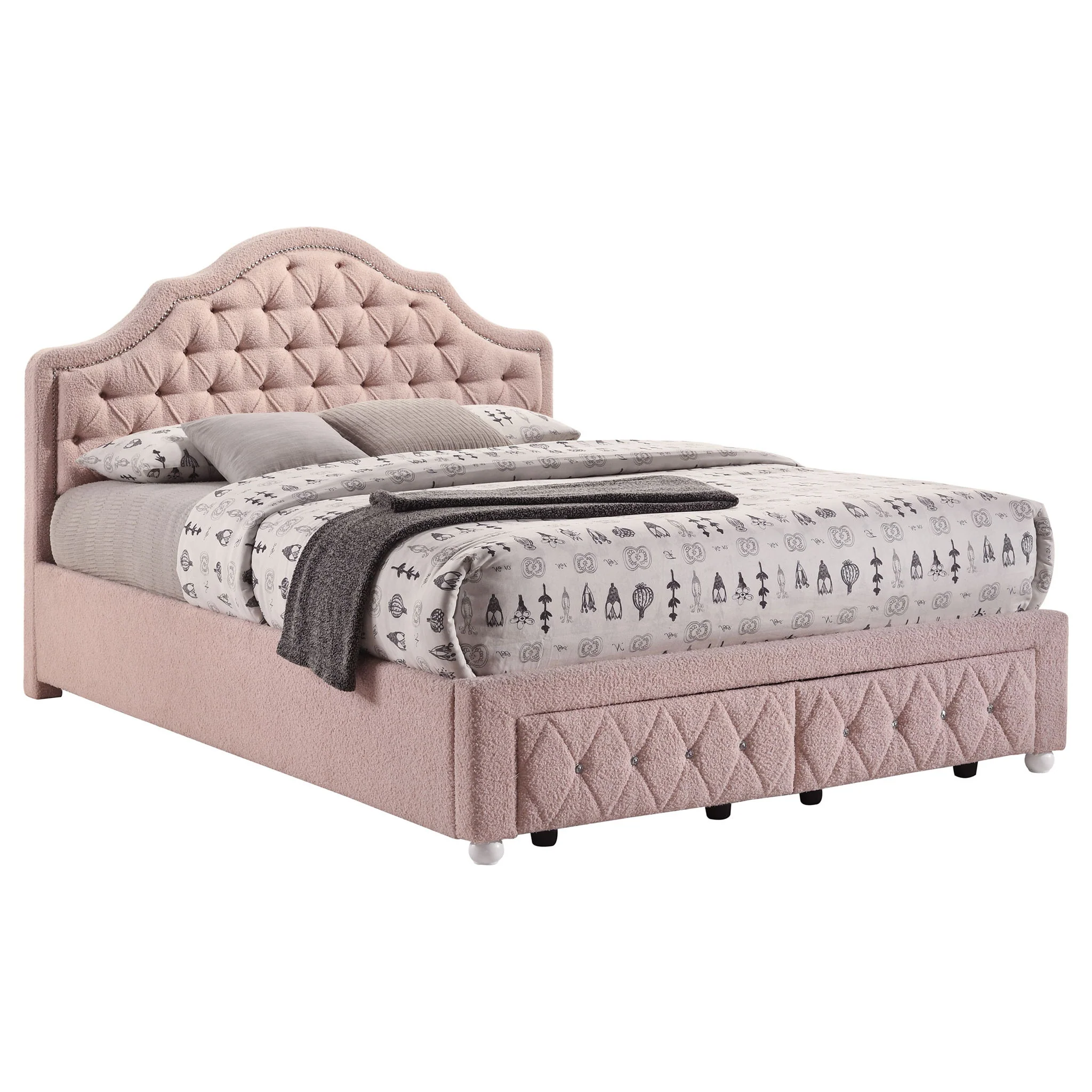 Robinette - Full Bed Upholstered Storage - Pink - Image 4