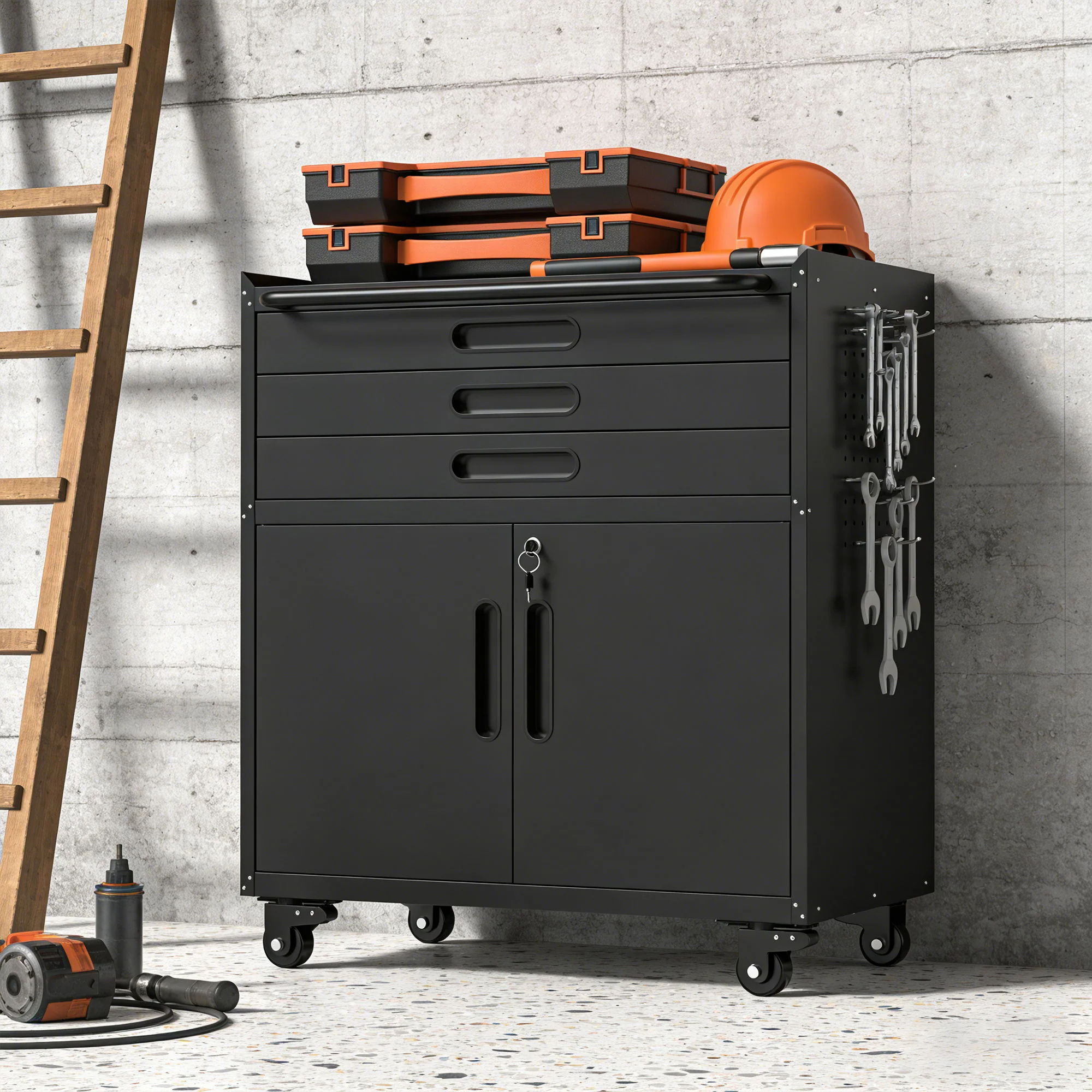 Rolling Tool Cabinet Heavy Duty Garage Storage With Lockable Doors - Image 33