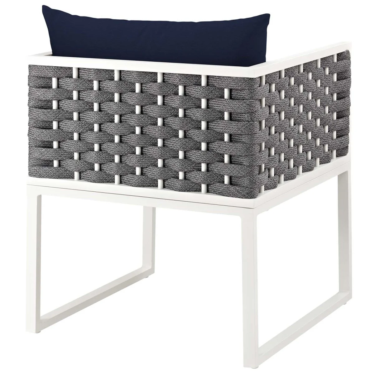 Rope Weave Aluminum Outdoor Dining Armchair for Patio and Garden Seating - Image 4