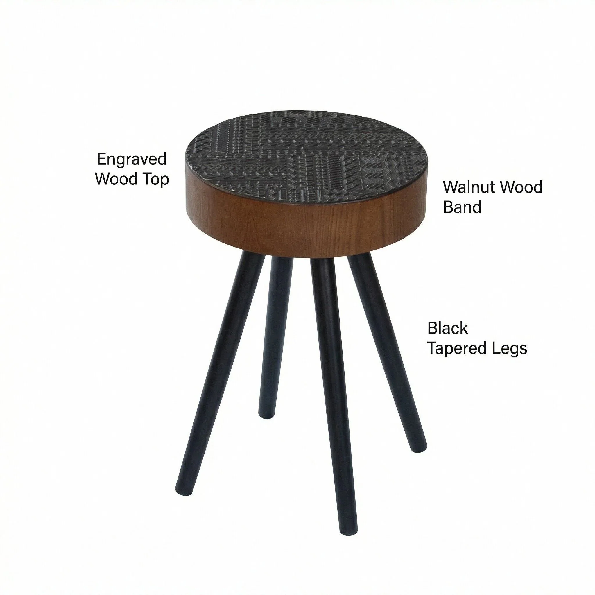 Round Coffee Table With Carved Top For Living Room - Image 10