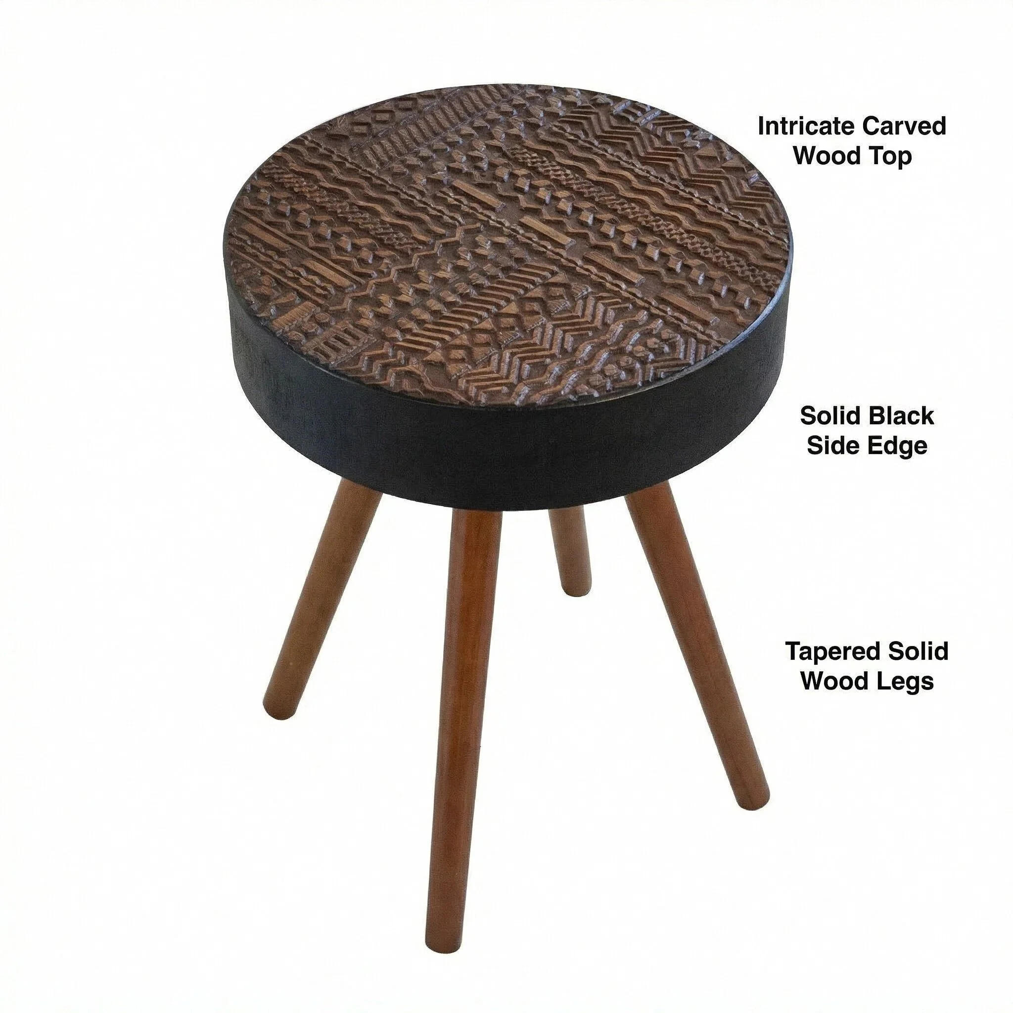 Round Coffee Table With Carved Top For Living Room - Image 14