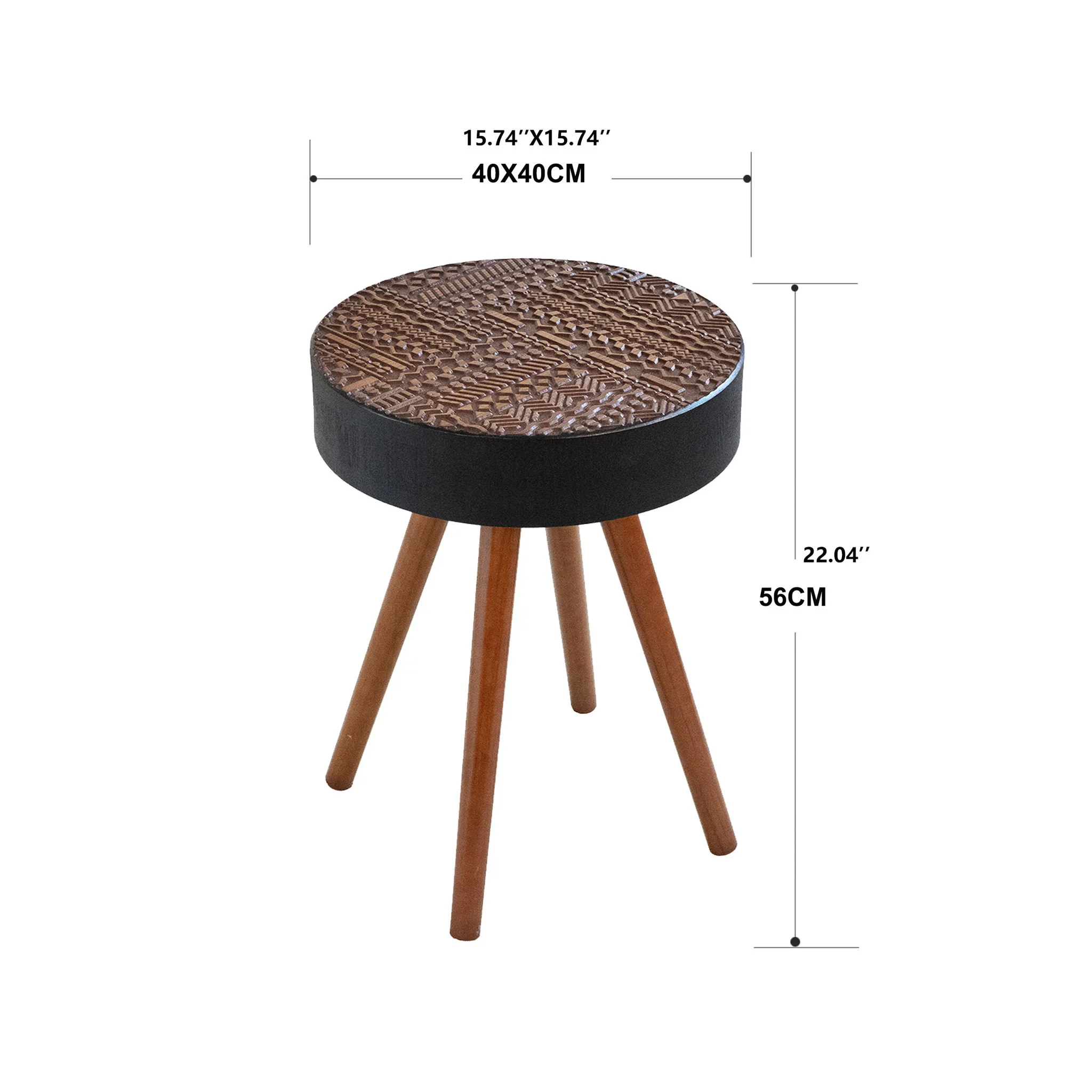 Round Coffee Table With Carved Top For Living Room - Image 16