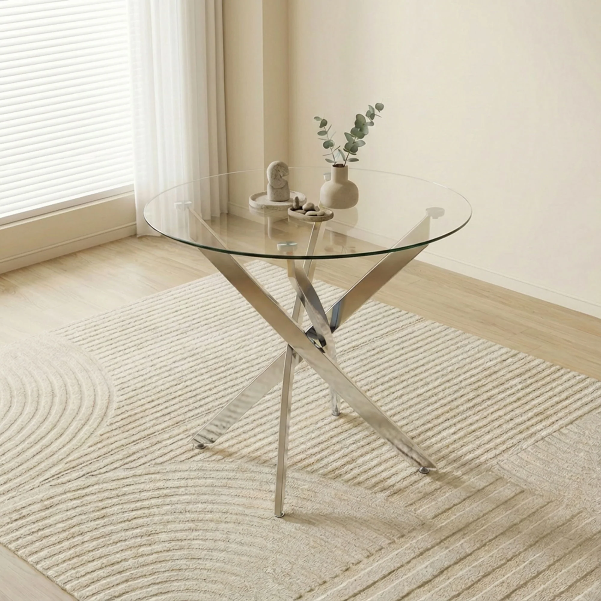 Round Dining, Kitchen Table For Dining Room - Chrome - Image 3