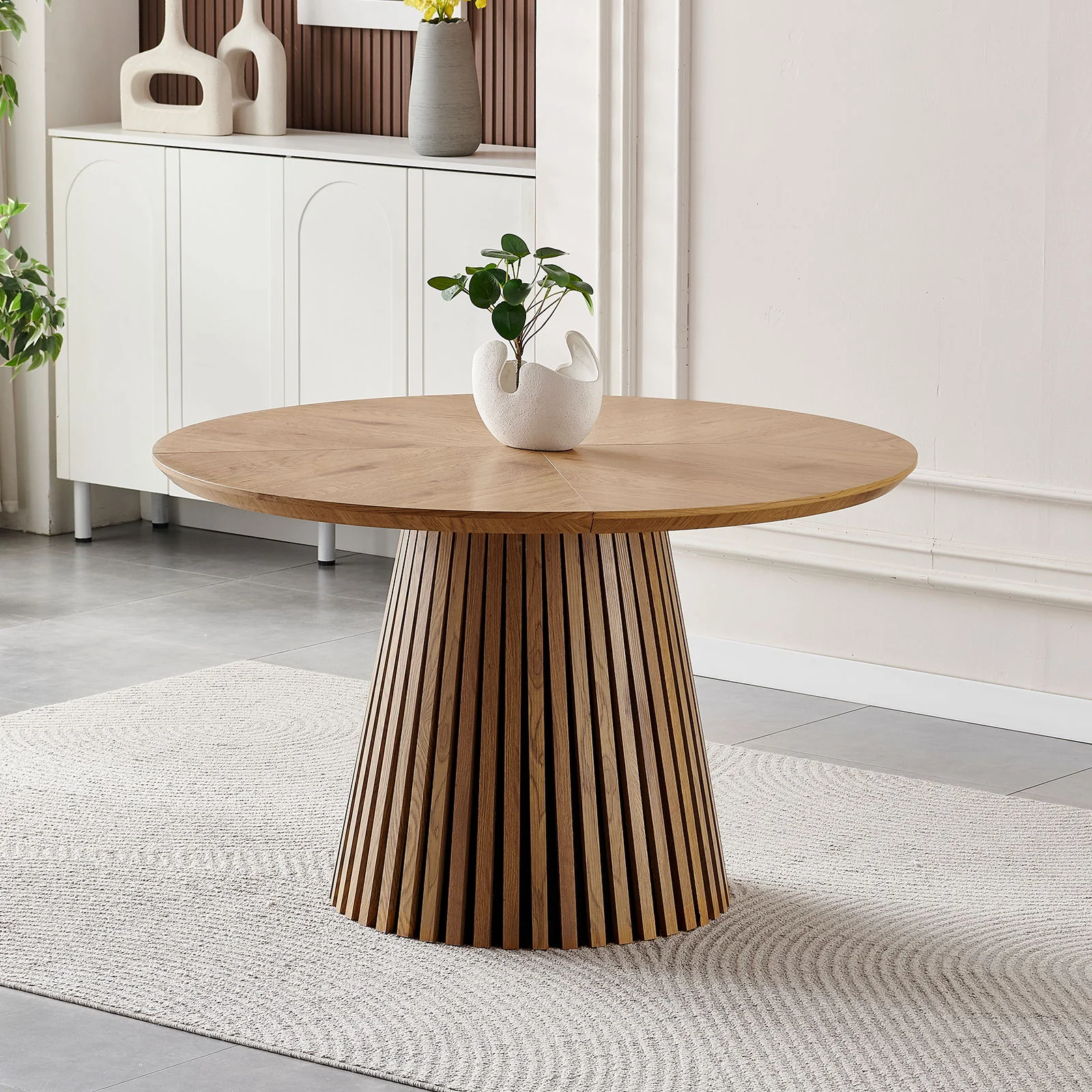 Round Dining Table For Dining Room - Natural Wood - Image 3