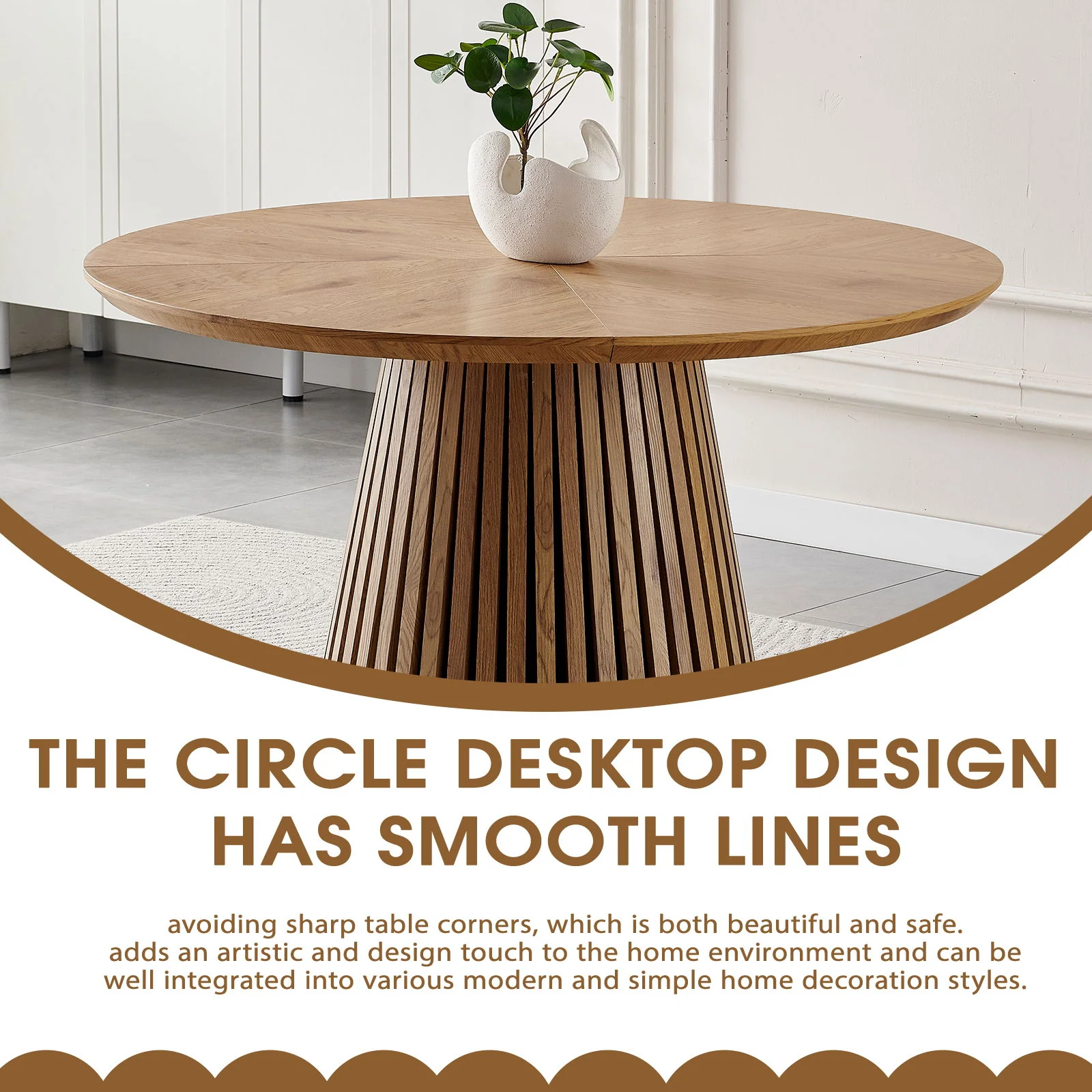 Round Dining Table For Dining Room - Natural Wood - Image 9