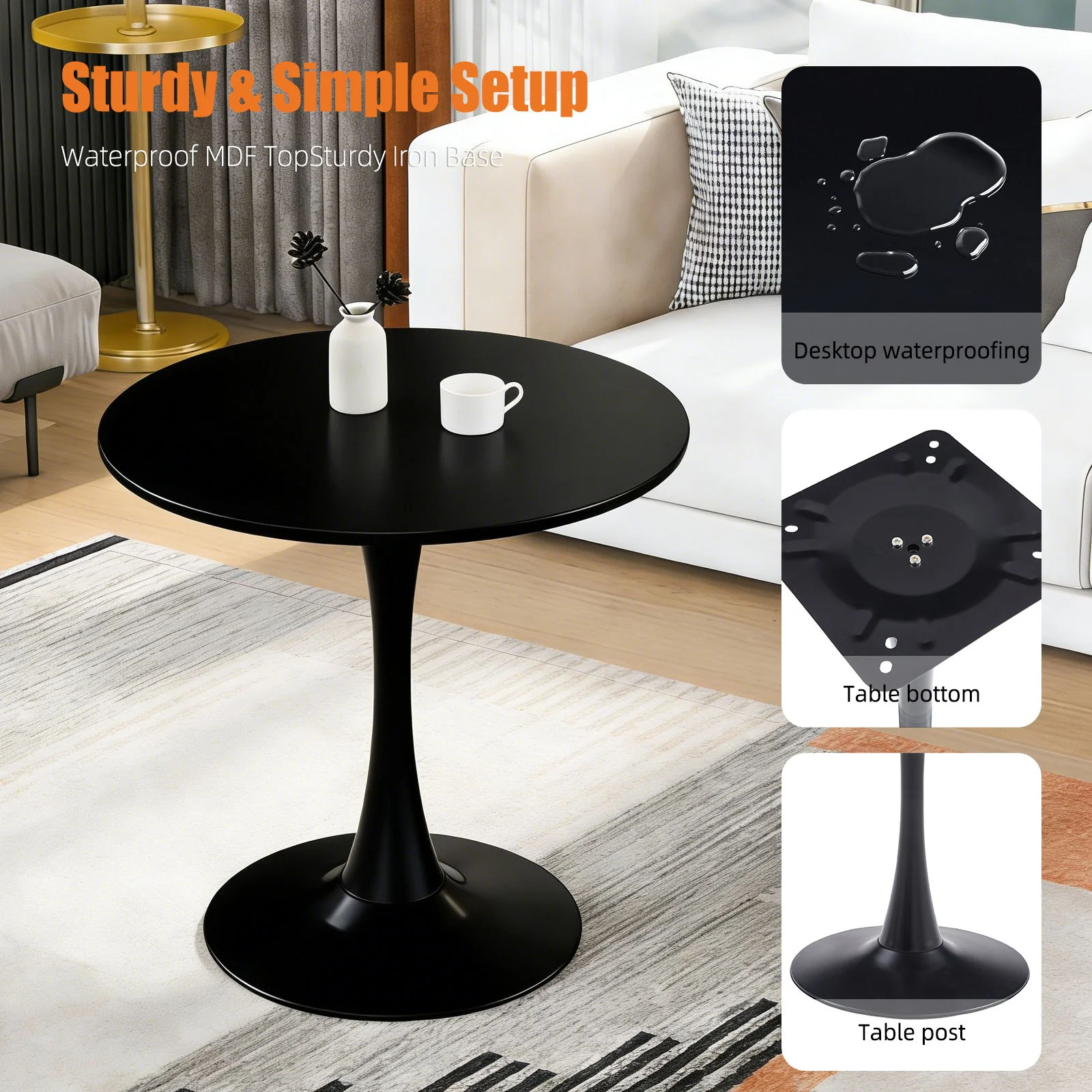 Round Dining Table With Tulip Style Base - Image 13