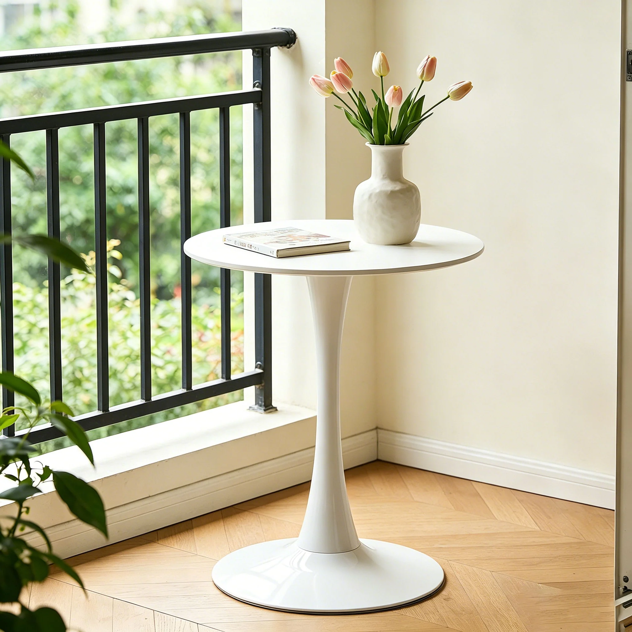 Round Dining Table With Tulip Style Base - Image 6