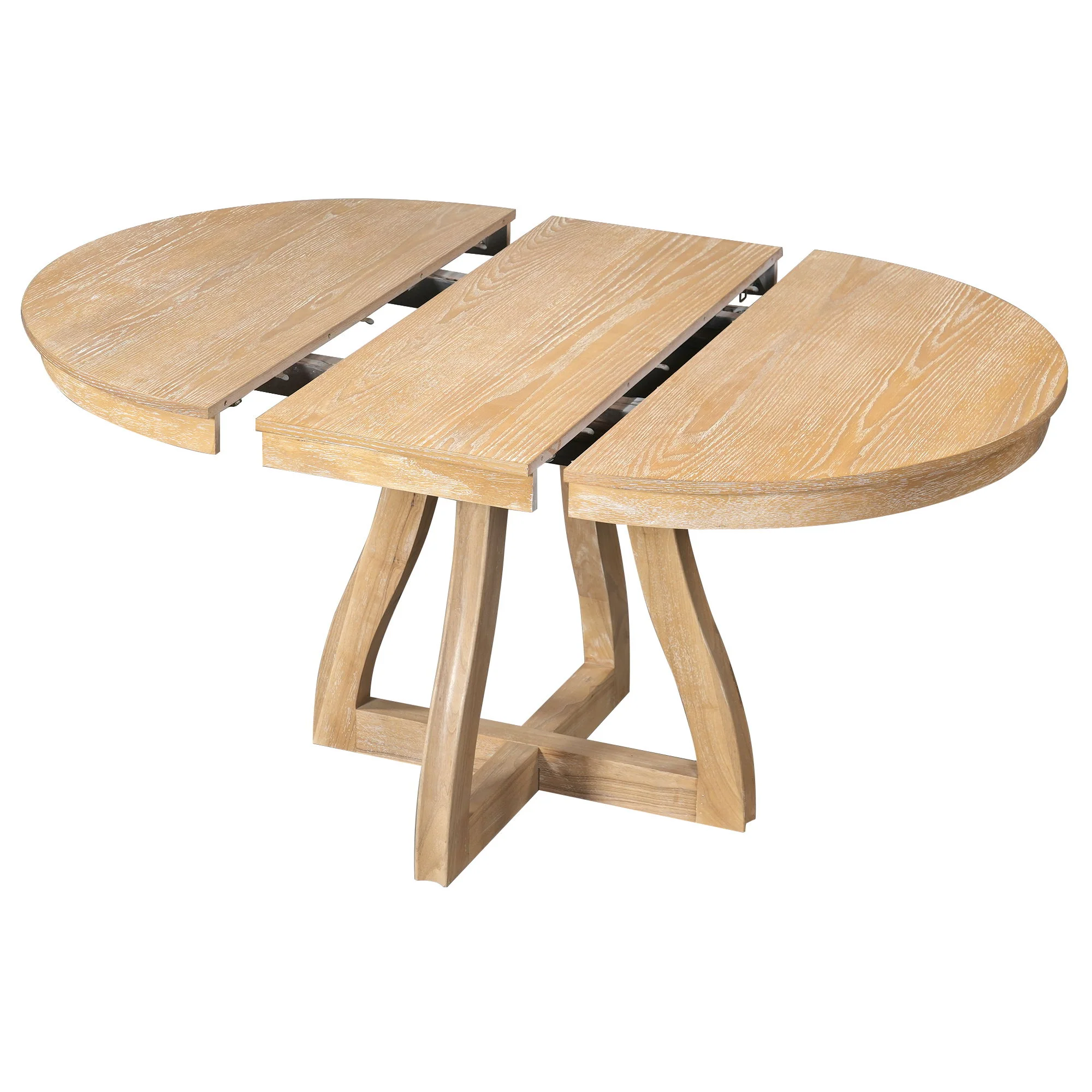 Round Extendable Dining Tabl, Middle Leaf, Curved Legs - Image 3