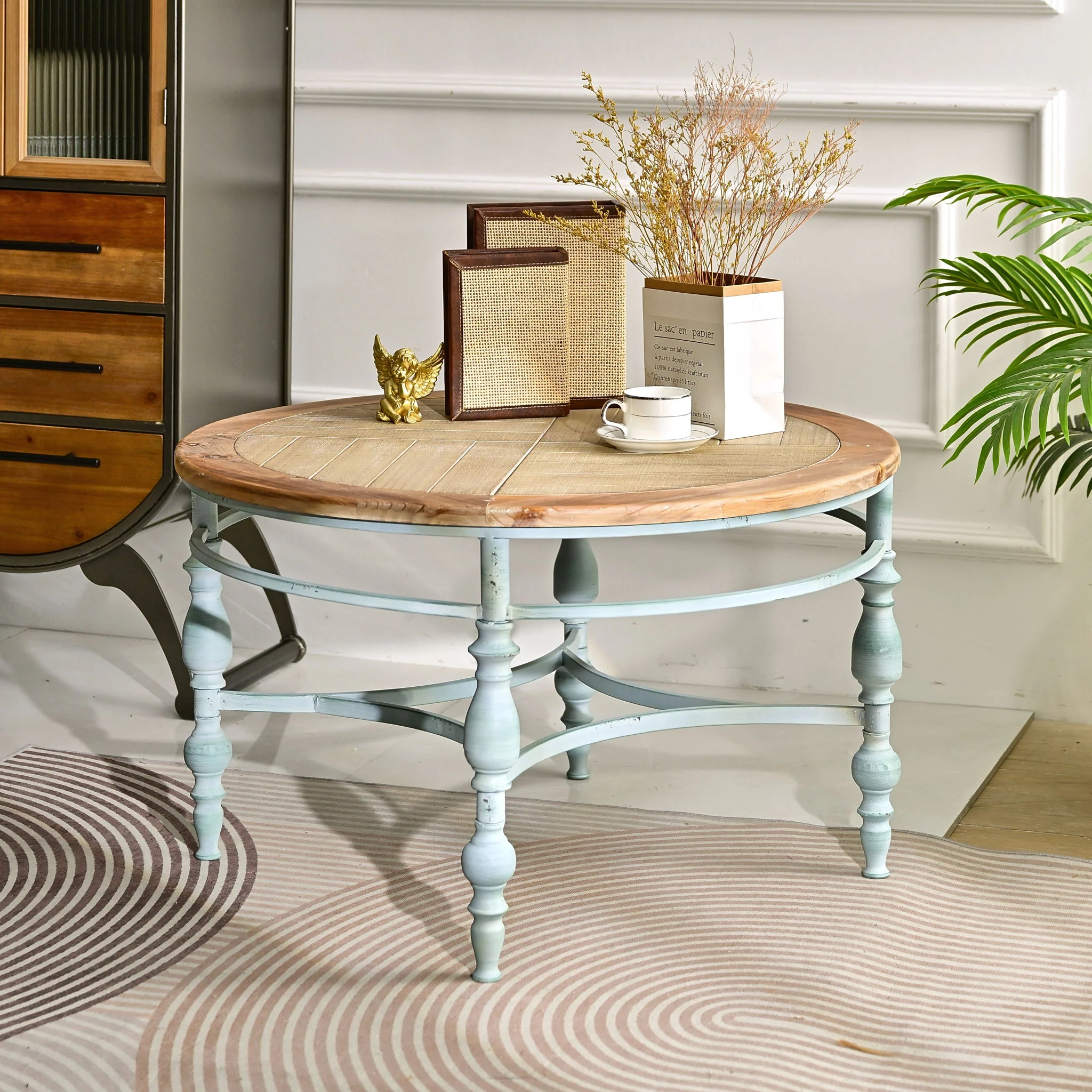 Round Top Carved Table For Living Room - Image 11