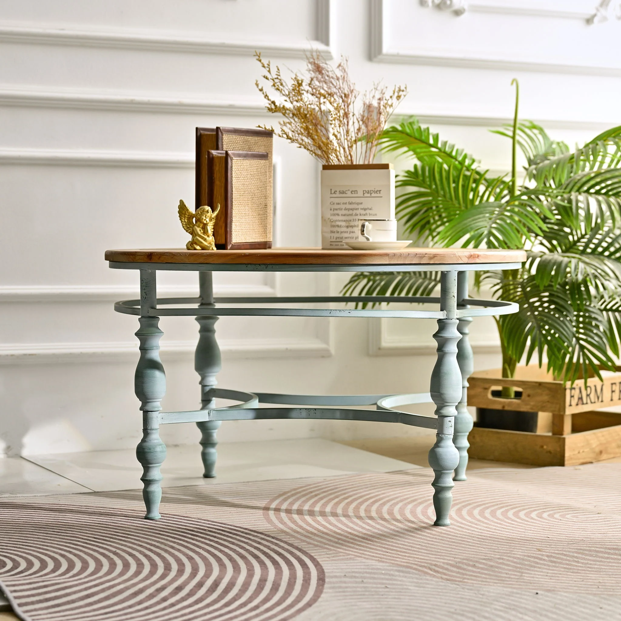 Round Top Carved Table For Living Room - Image 12