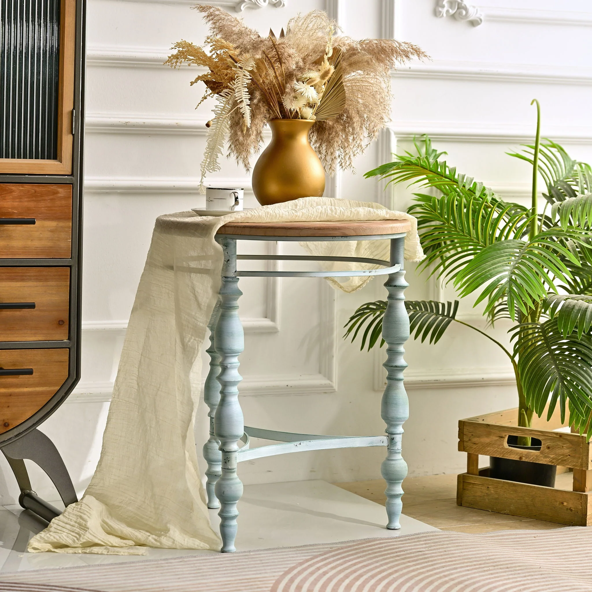 Round Top Carved Table For Living Room - Image 15