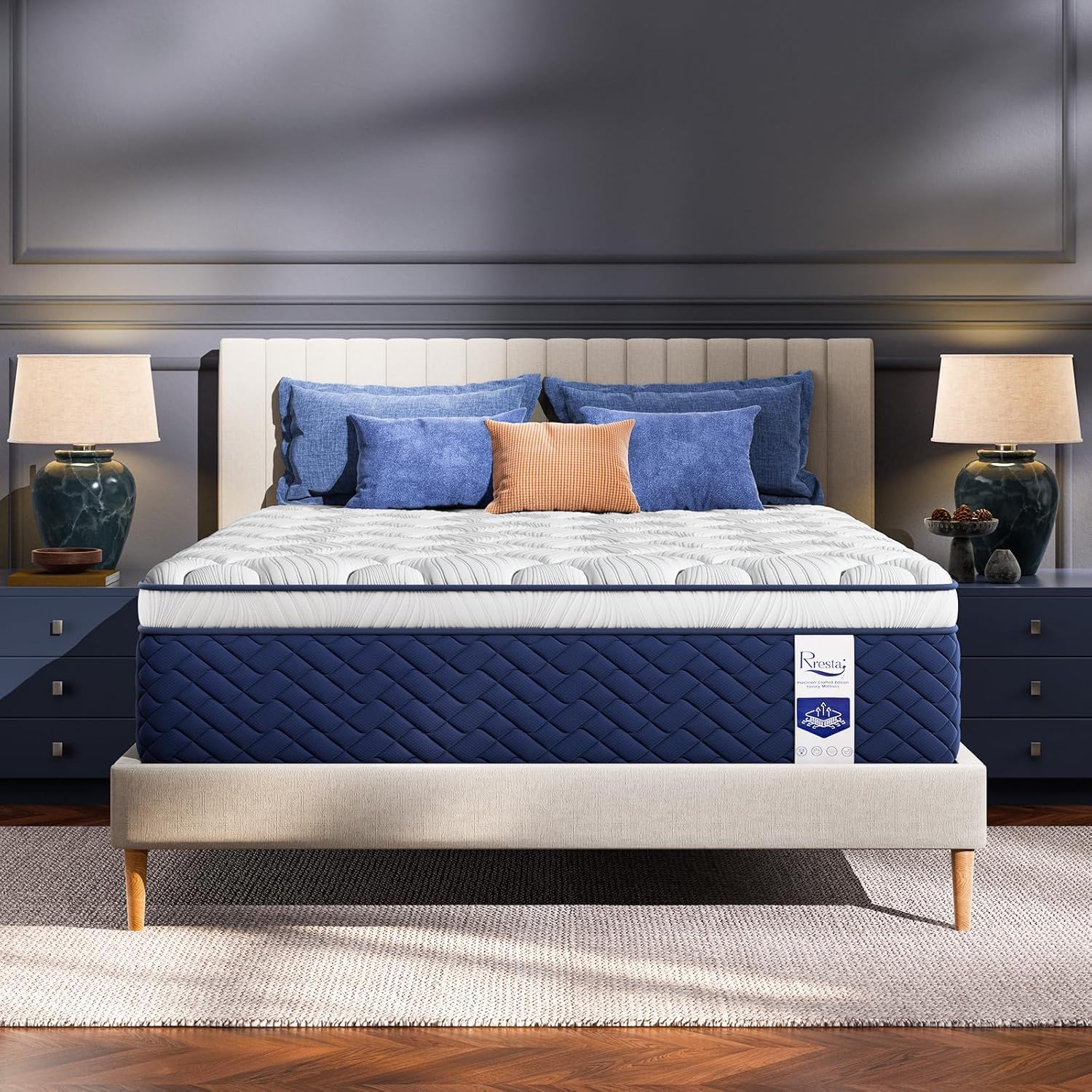 Rresta Hotel Collection - 12" Medium Firm Hybrid Mattress With 5 Zone Support For Back & Hip Relief, Fiber Free, Certipur Us Certified - Image 8