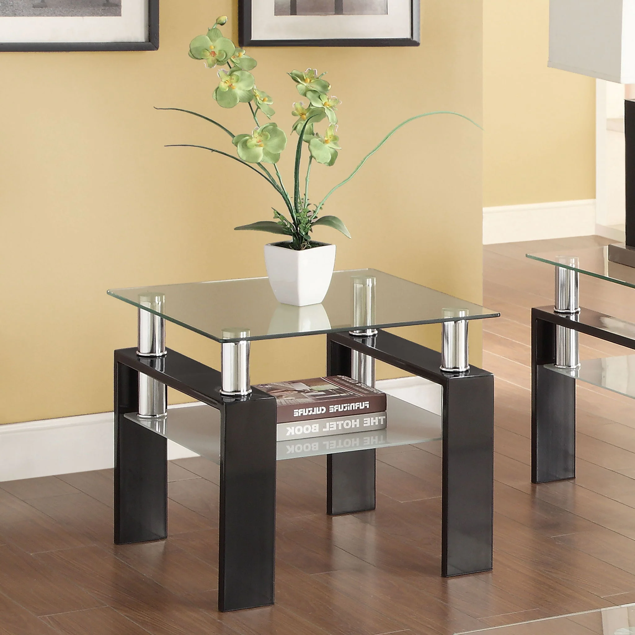 Samantha - 1 Shelf Square End Table - Black - Image 4