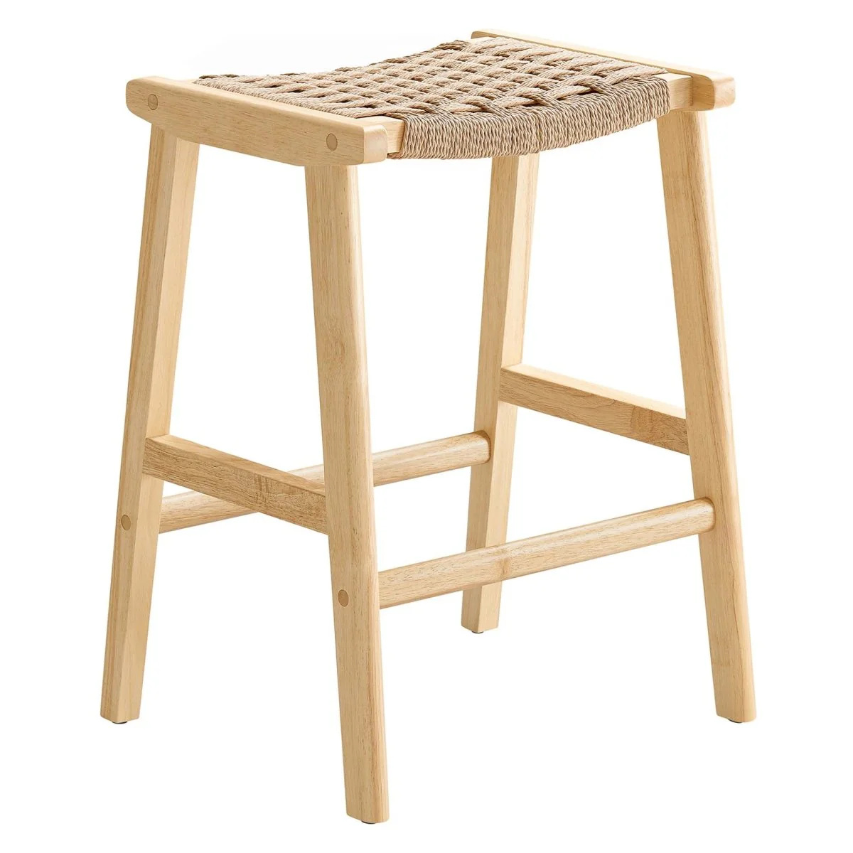 Saoirse Woven Rope Wood Counter Stool Set of 2 - Image 11