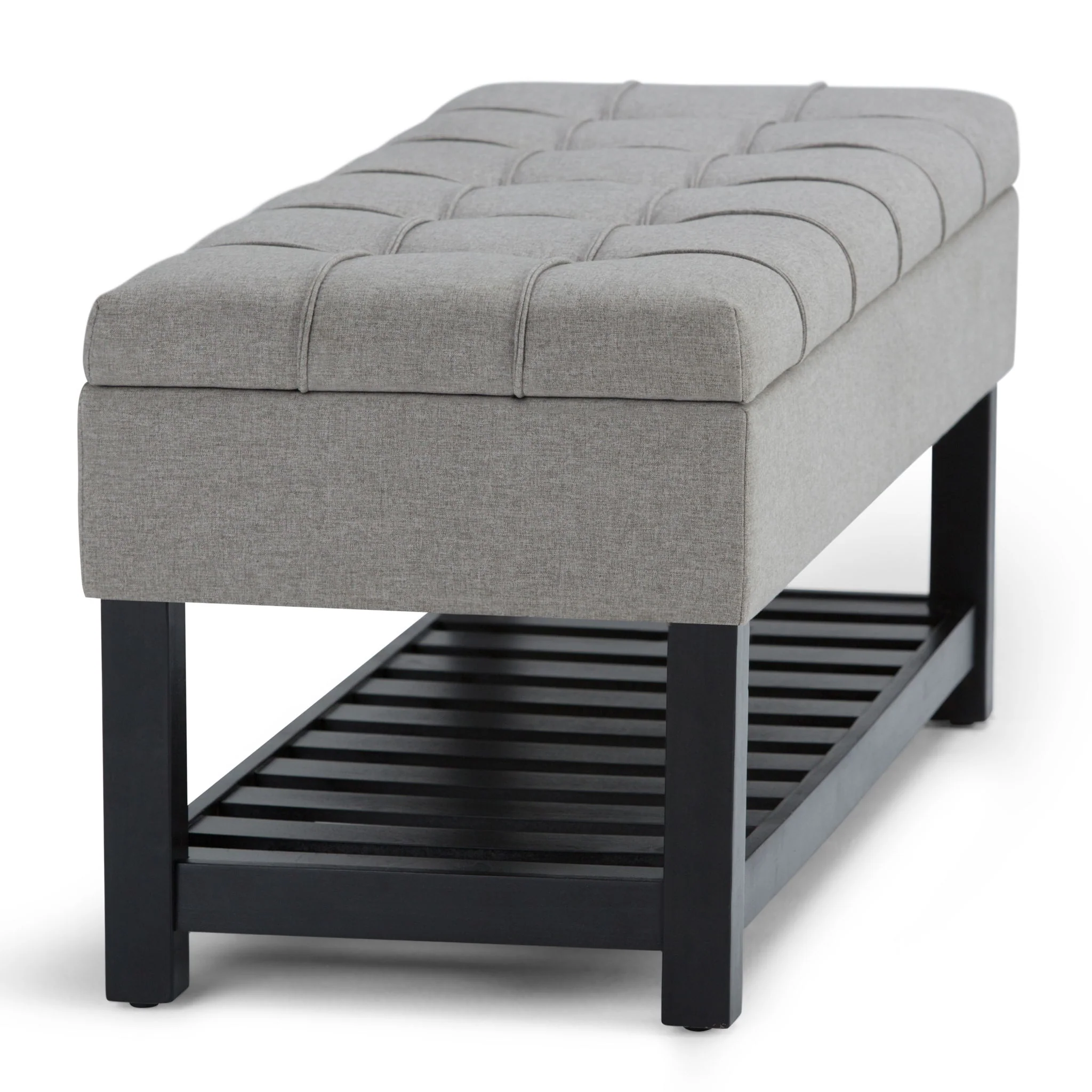 Saxon - Upholstered Transitional Storage Ottoman Bench - Image 3