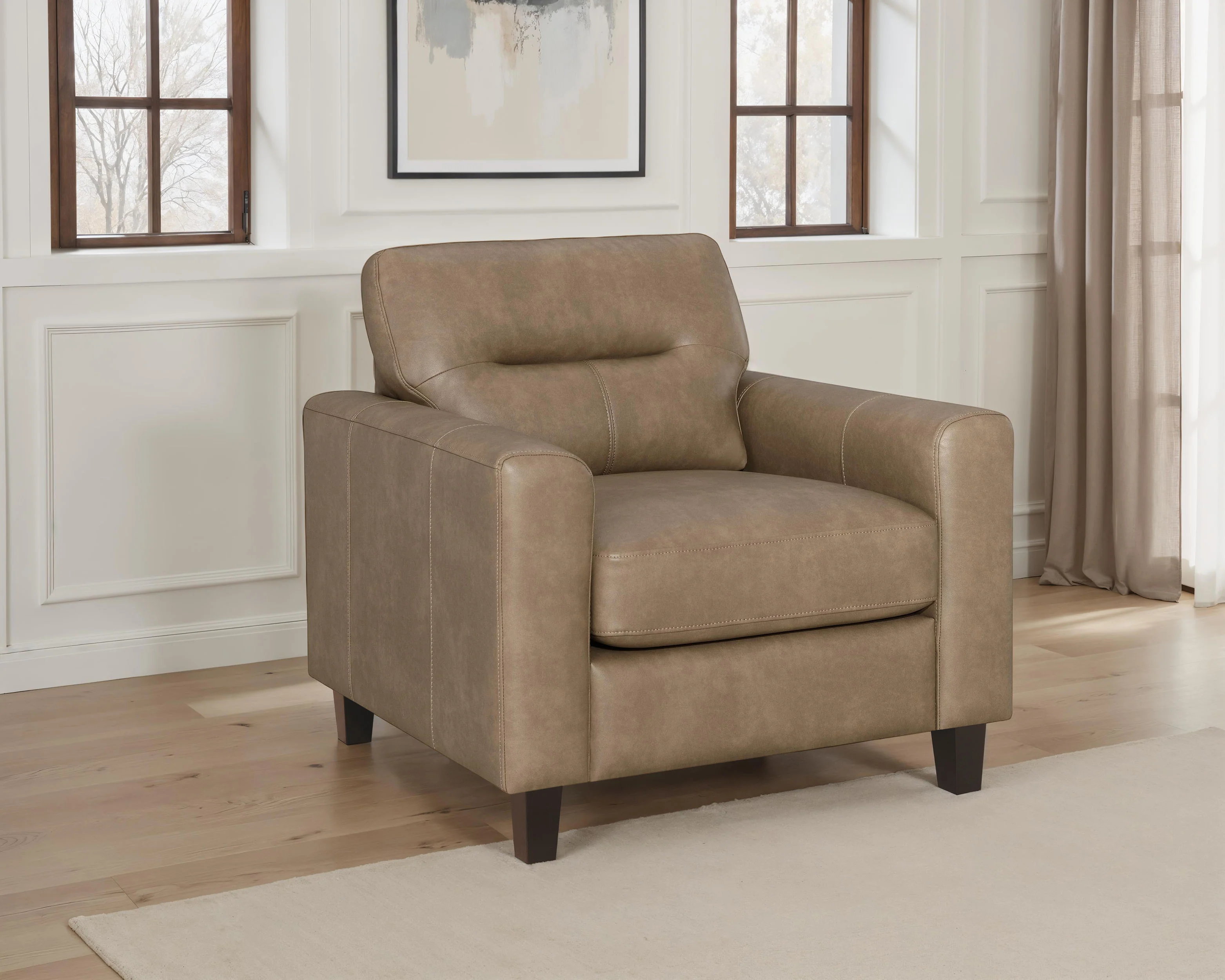 Scotland Faux Leather Track Arm Chair Brown - Image 3