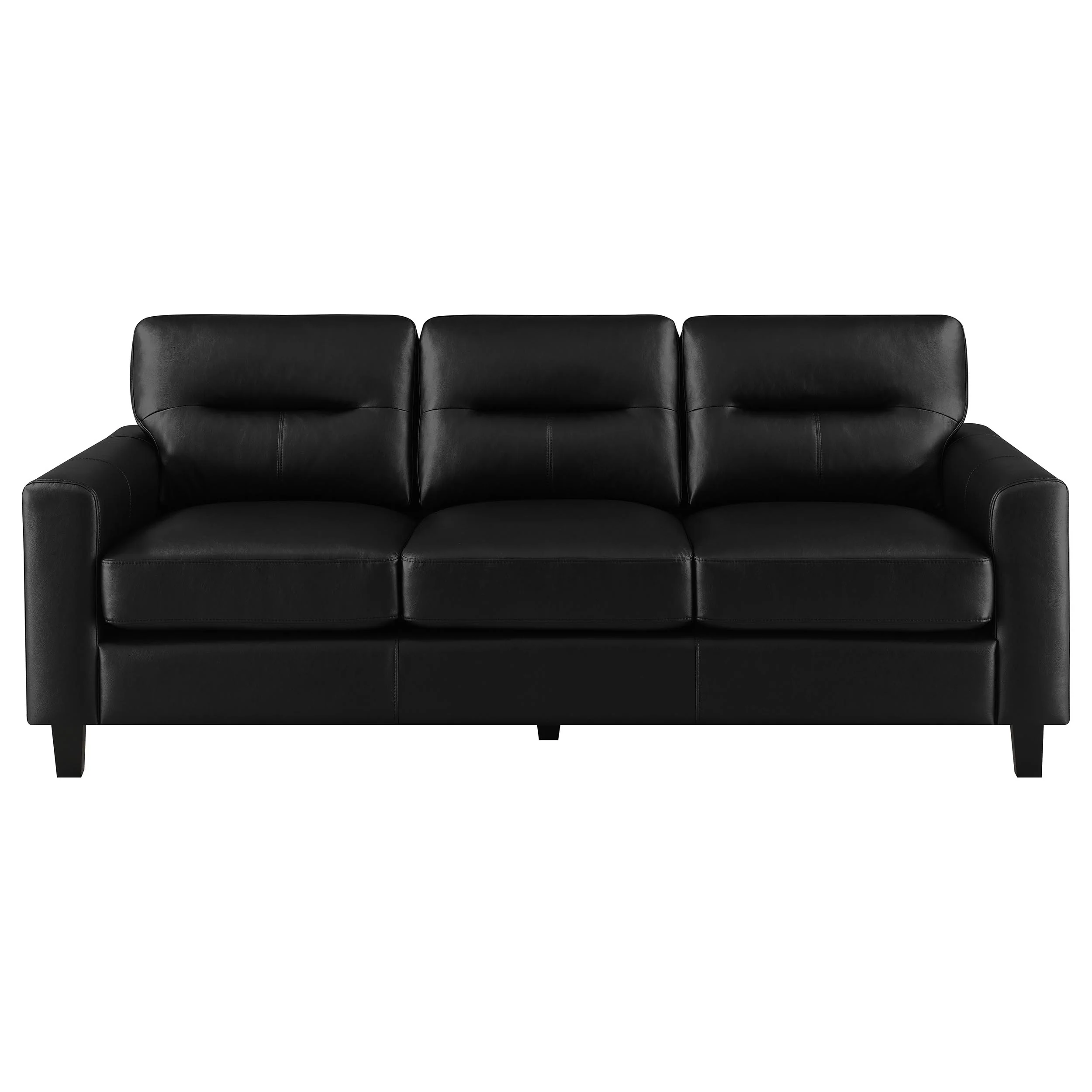Scotland Faux Leather Track Arm Sofa - Black - Image 5