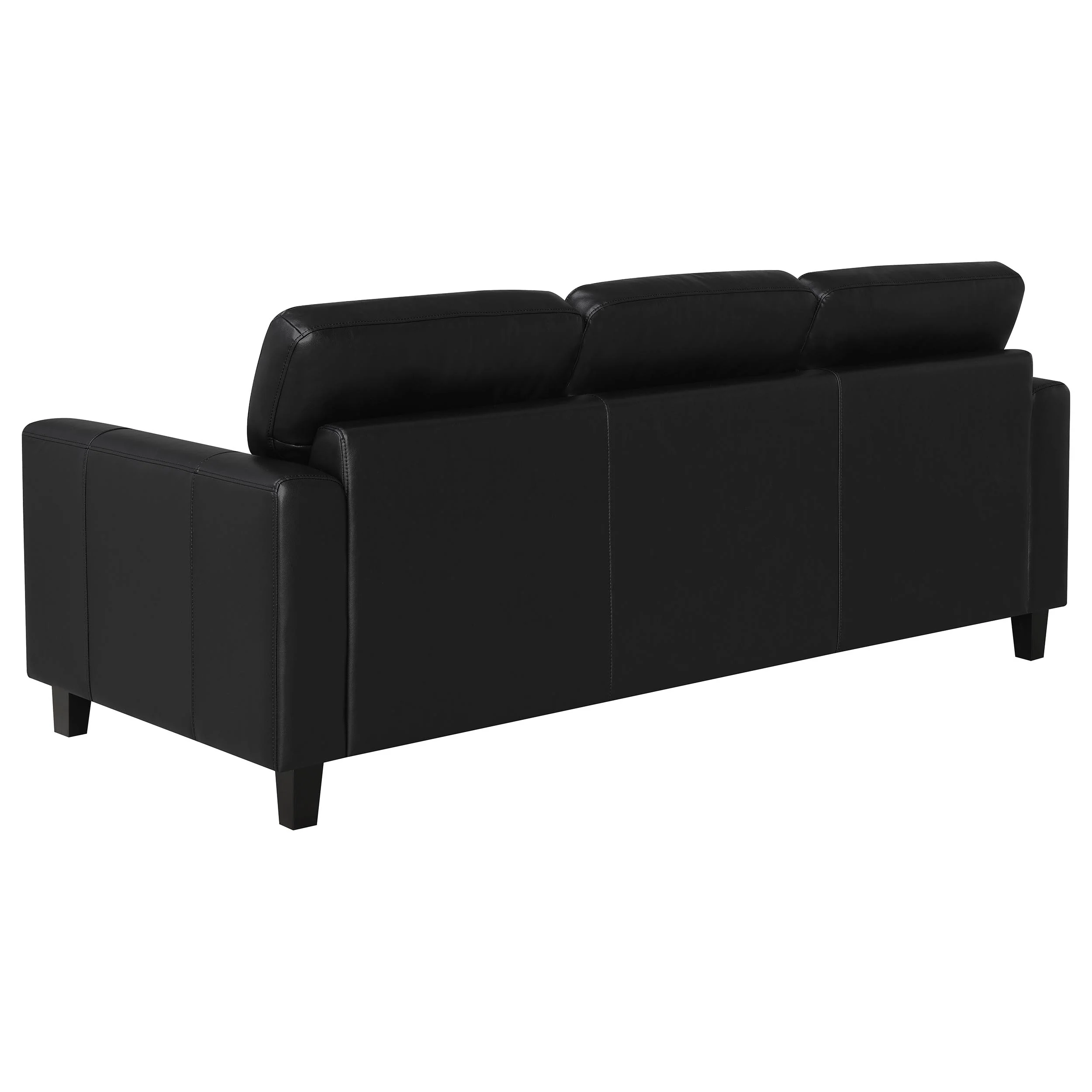 Scotland Faux Leather Track Arm Sofa - Black - Image 9