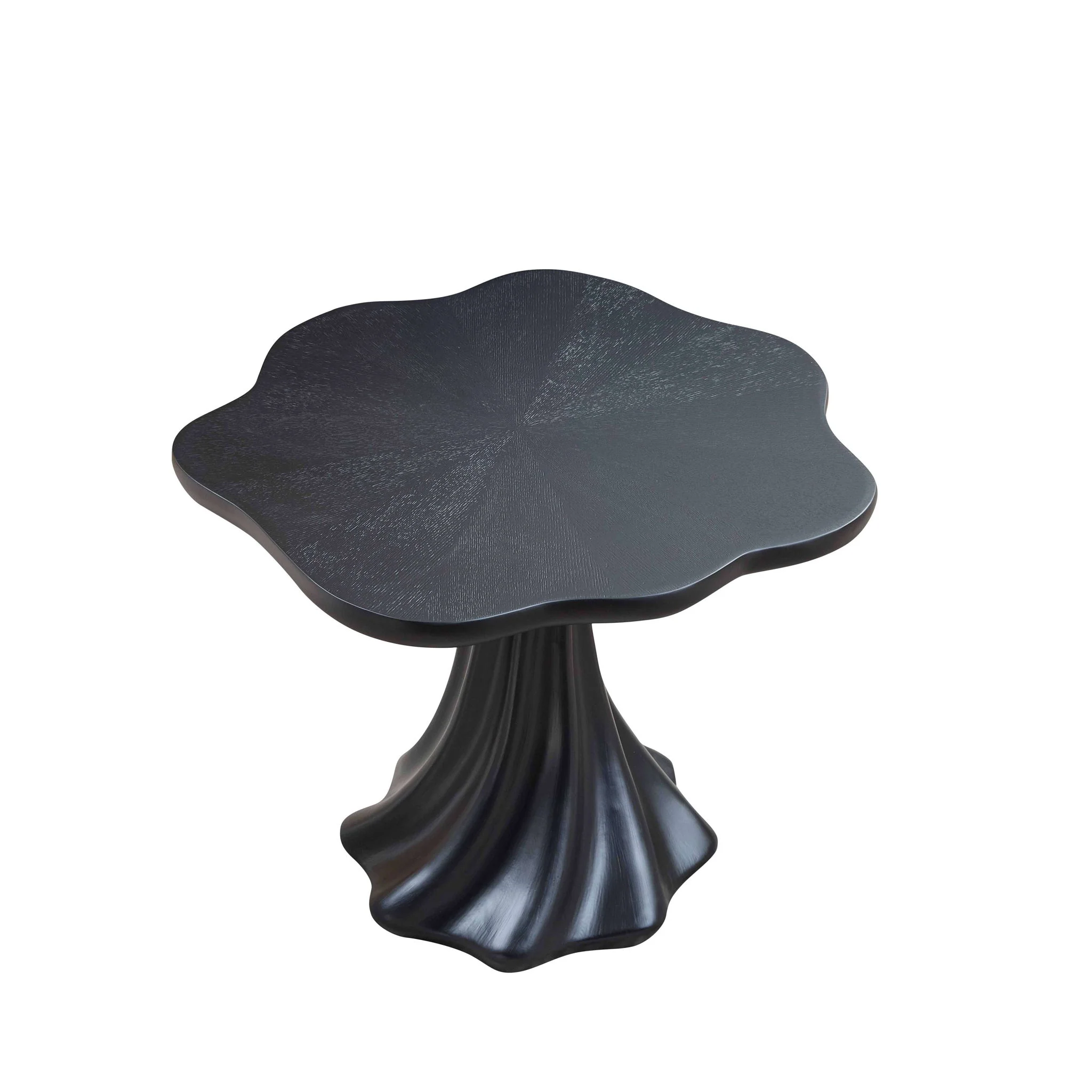 Sculptural Round Dining Table Petal Shape Root Texture For Dining Room - Black - Image 9