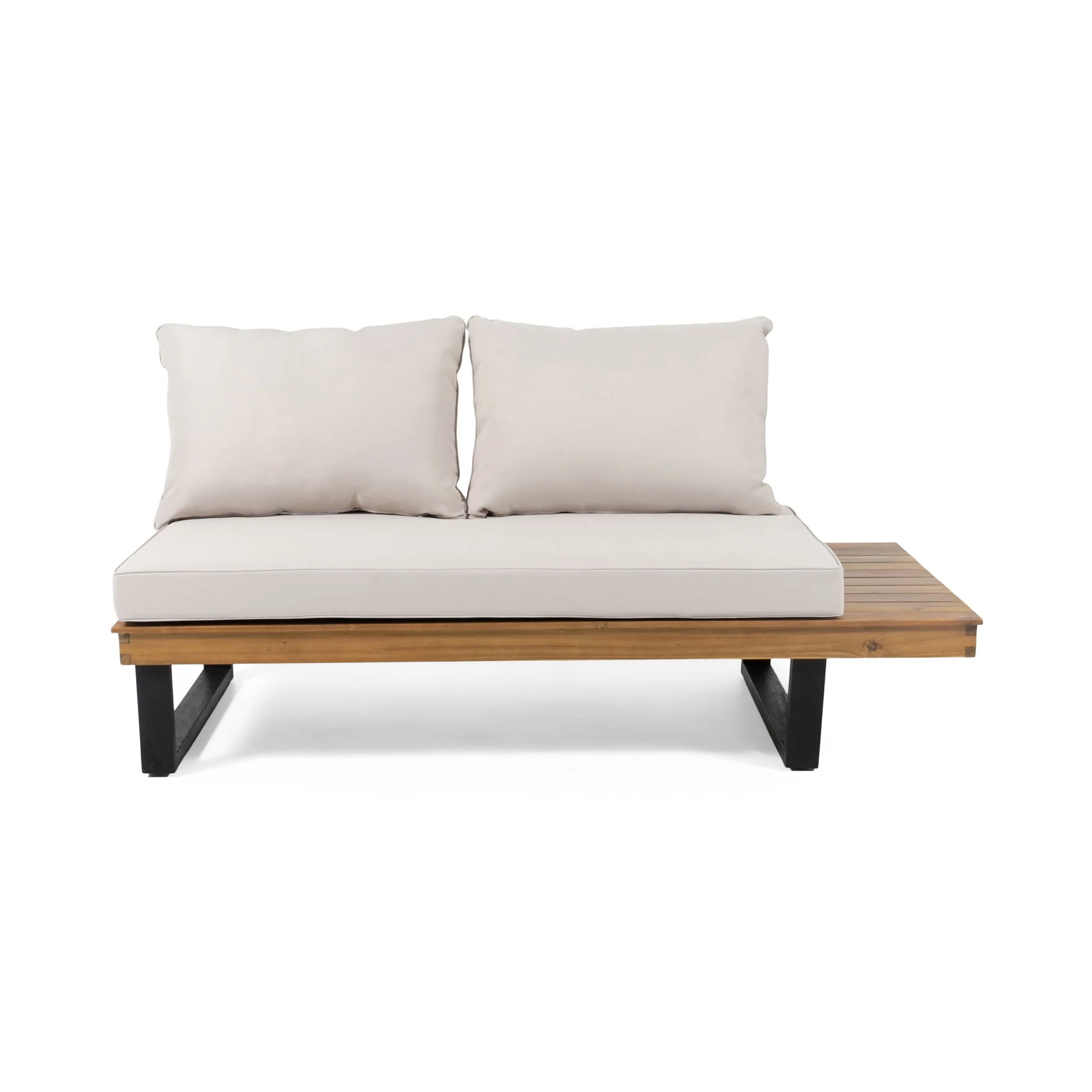 Sebastian - Hand Crafted 4 Piece Sofa Set With Water Resistant Cushions - Beige / Teak - Image 2