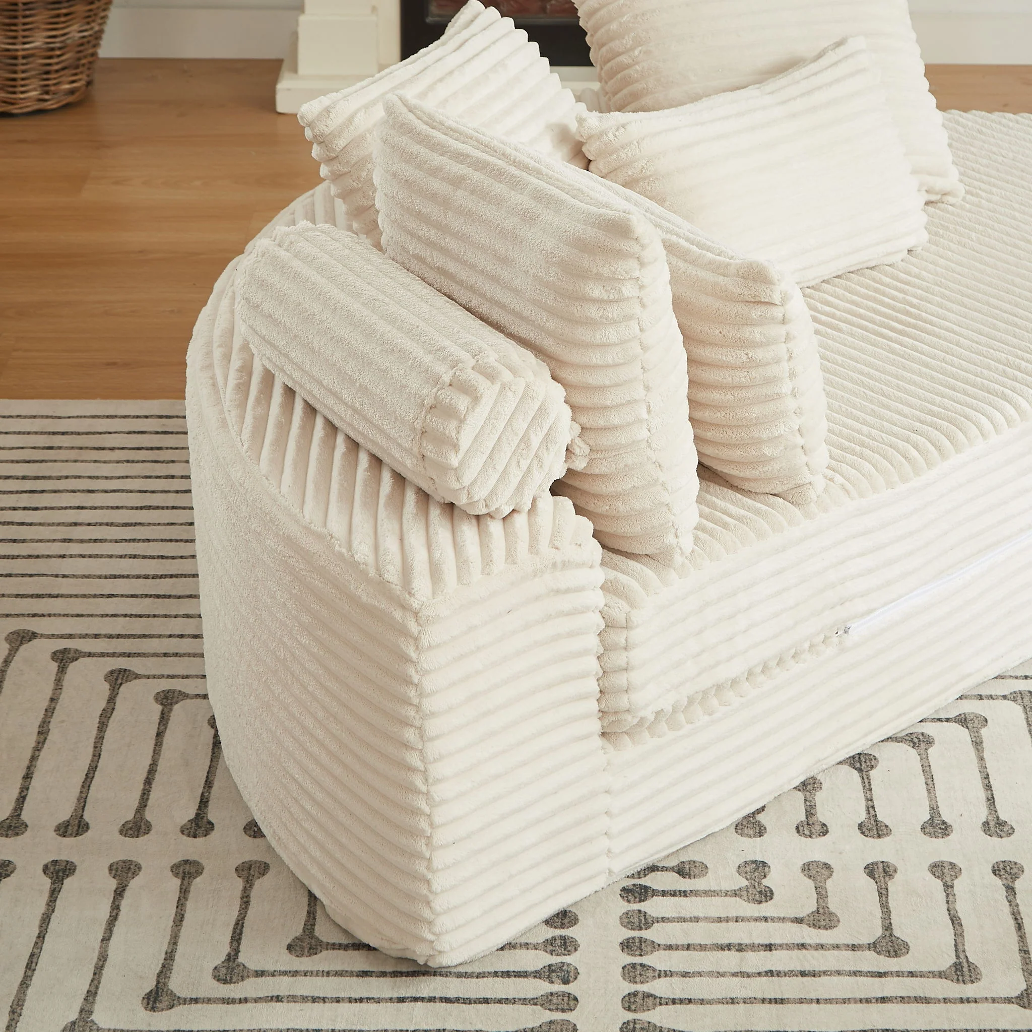 Semi Circular 2 In 1 Sofa Bed With Neck Pillow - Image 9