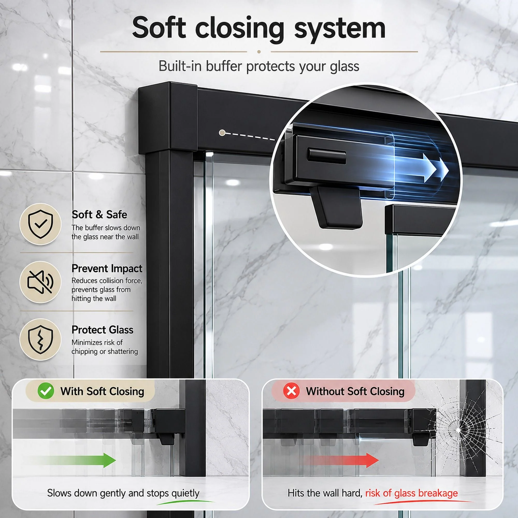 Semi-Frameless Double Sliding Shower Door - Image 13