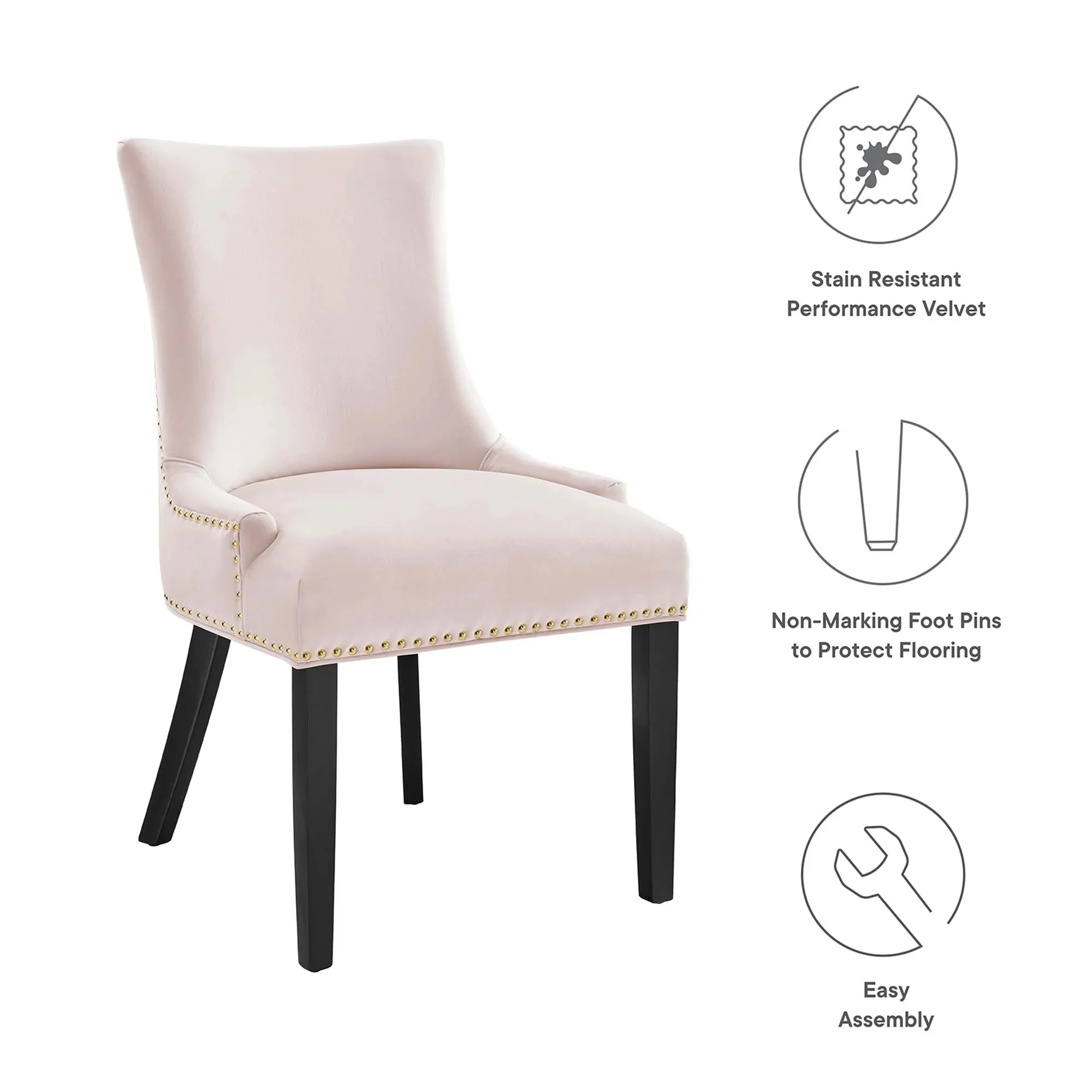 Set of 2 Hourglass Performance Velvet Dining Chairs with Nailhead Trim - Image 40