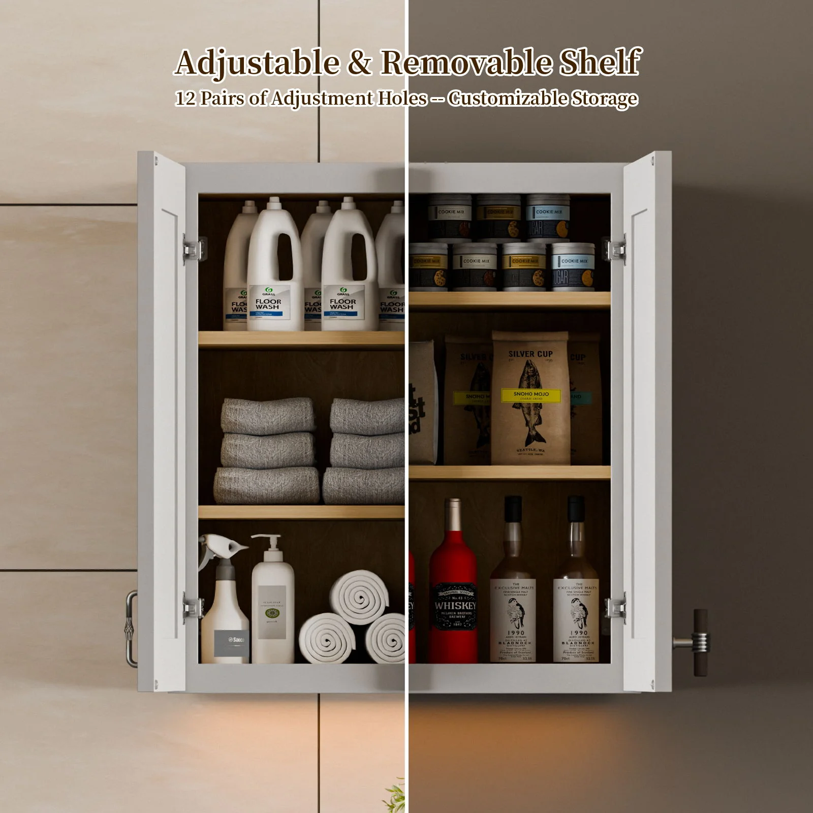 Shaker Wall Cabinet With Soft Close Hinges, Adjustable Shelves, Double Door - Image 79