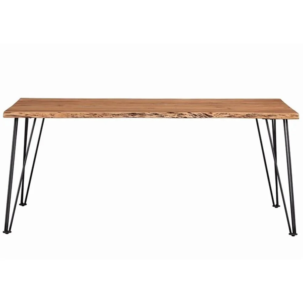 Sherman Rectangular Dining Table Natural Acacia and Matte Black - Image 3