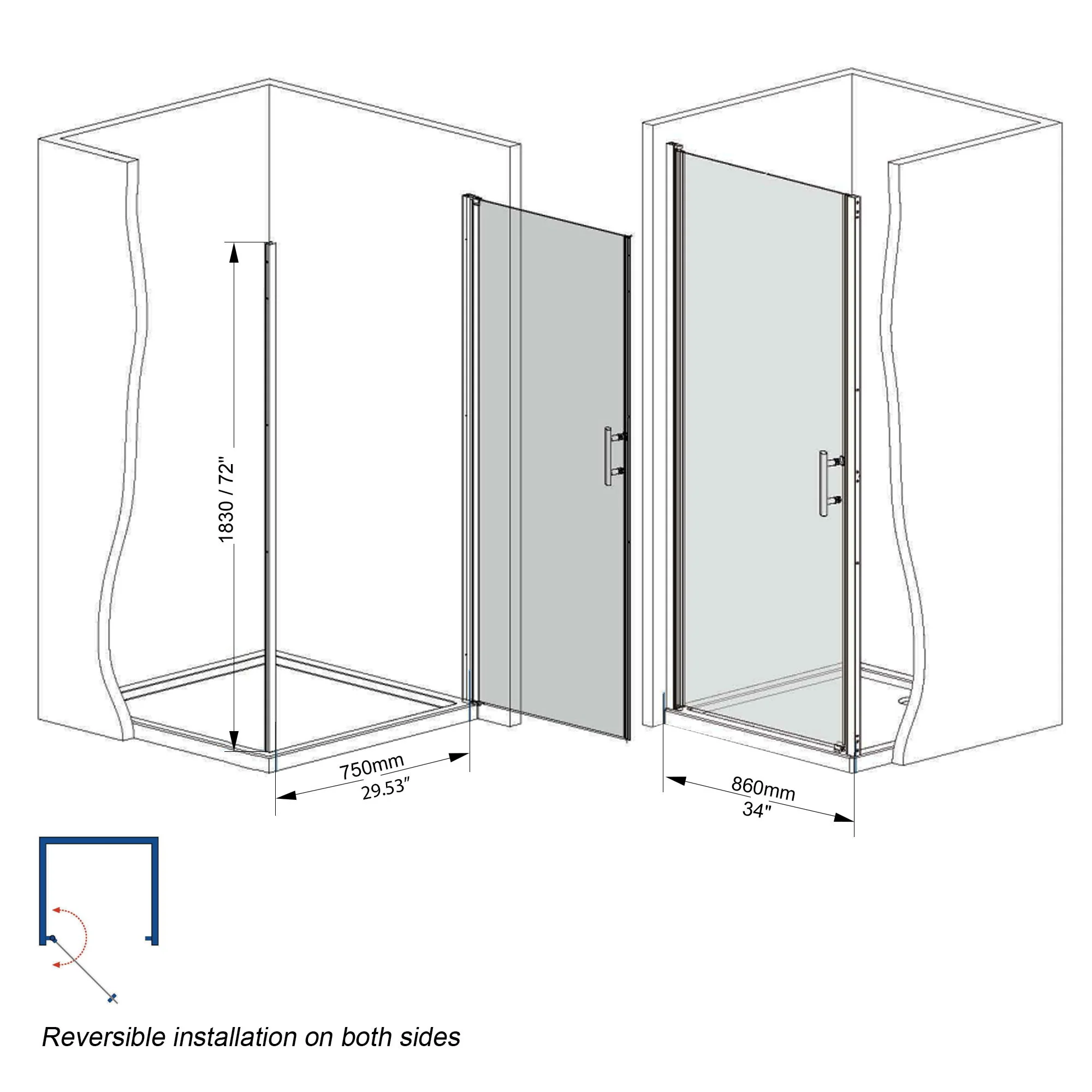 Shower Door With Glass And Explosion Proof Safety Film - Image 12